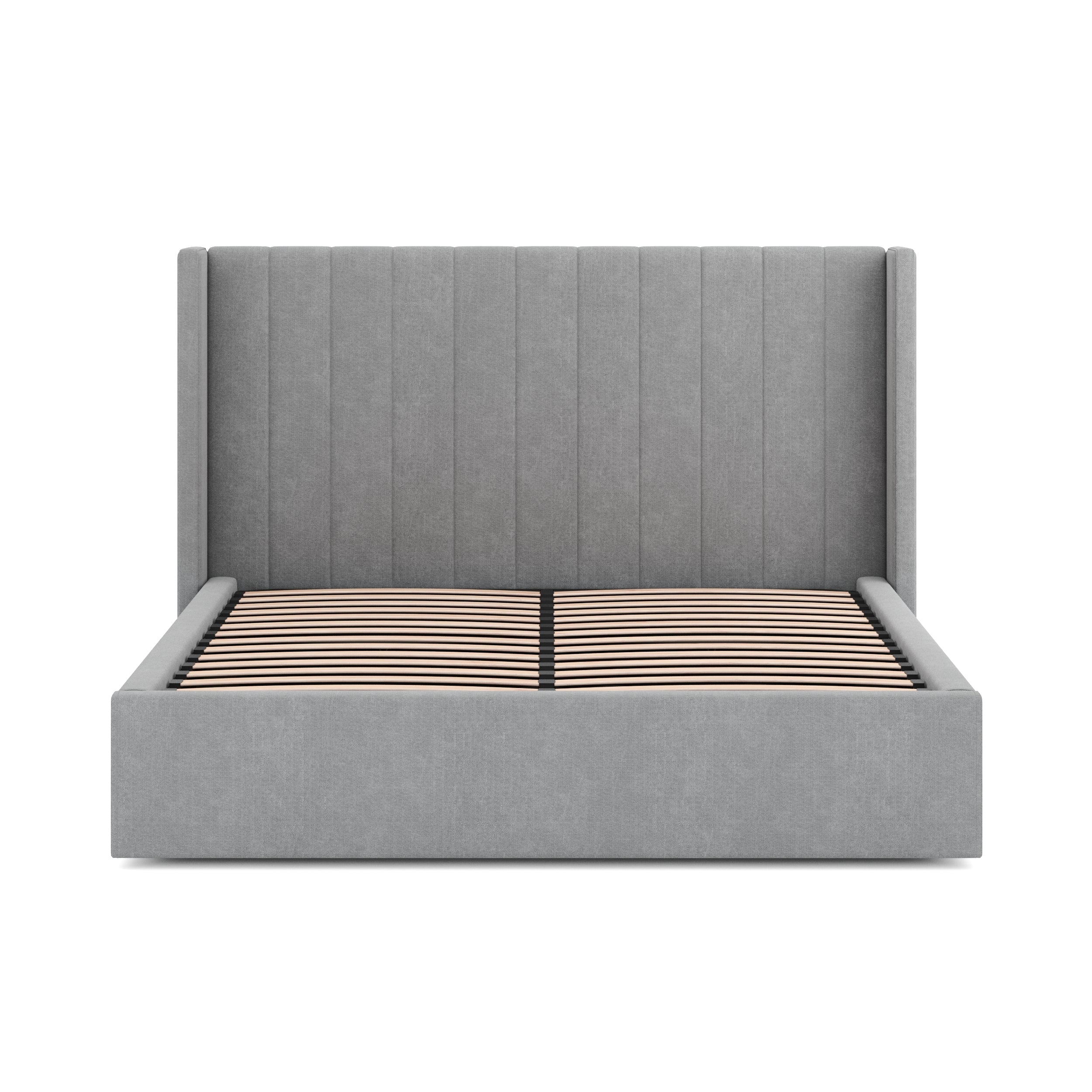 Sebastian Wide Base King Bed Frame - Flint Grey Linen - Beds