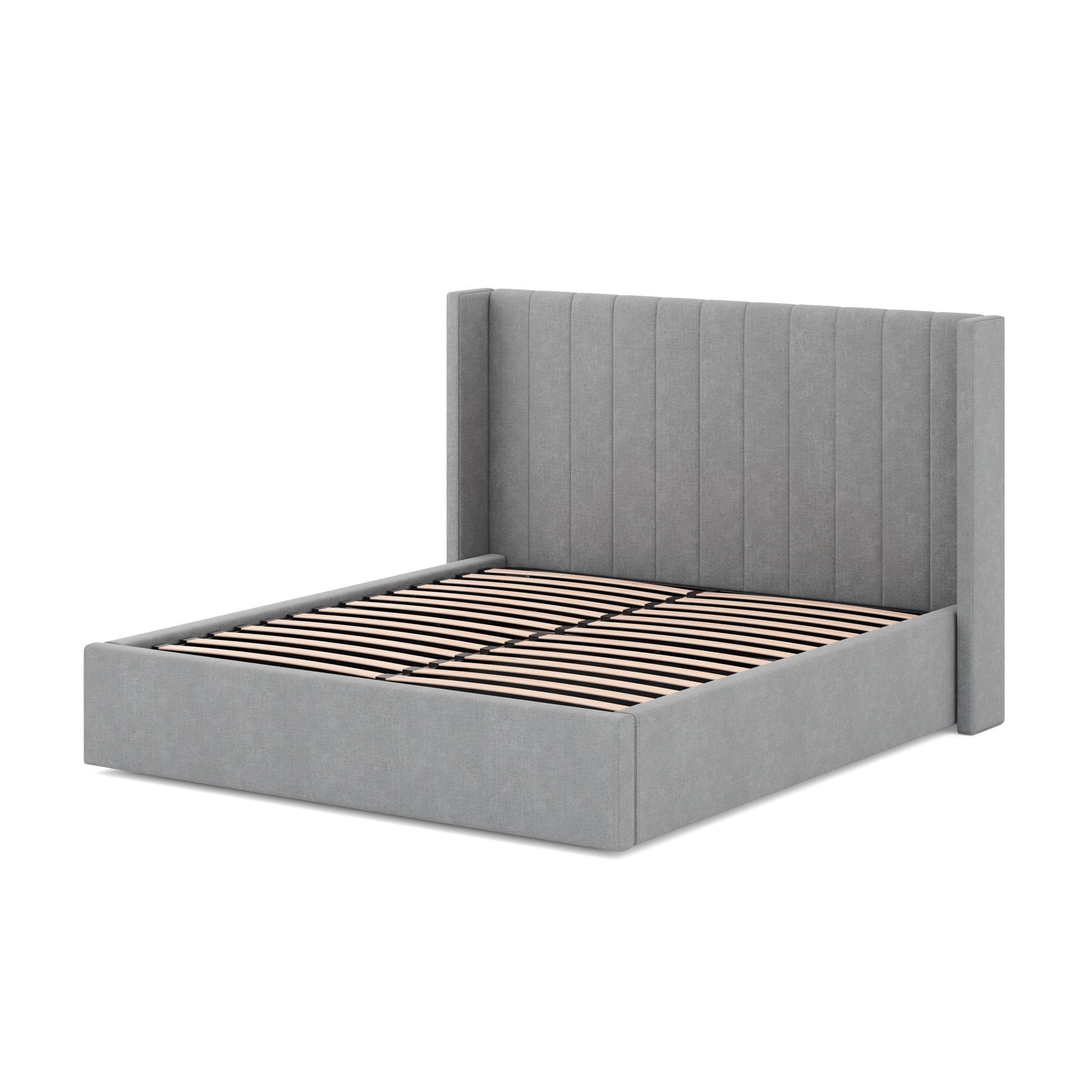 Sebastian Wide Base King Bed Frame - Flint Grey Linen - Beds