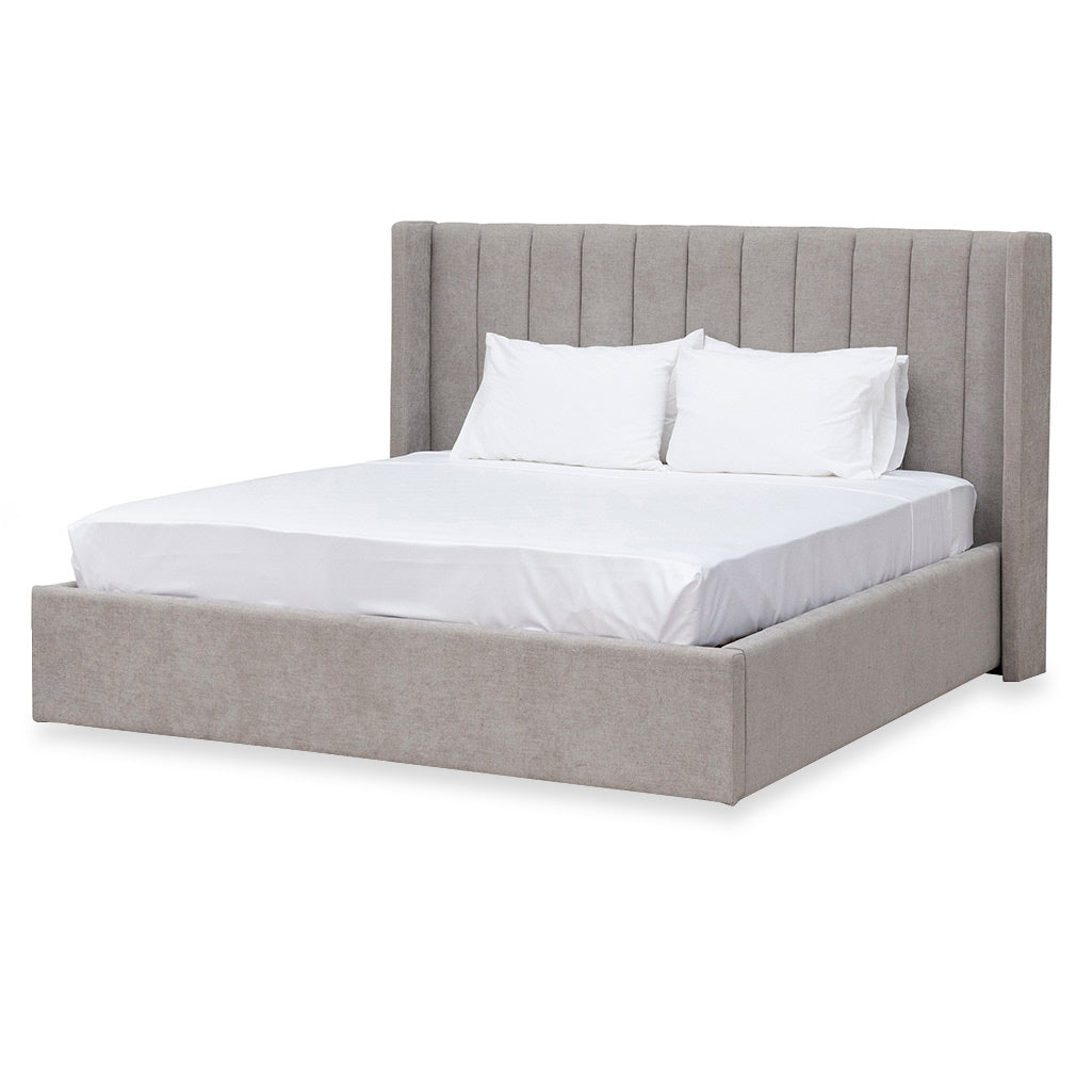 Sebastian Wide Base King Bed Frame - Oyster Beige - Beds