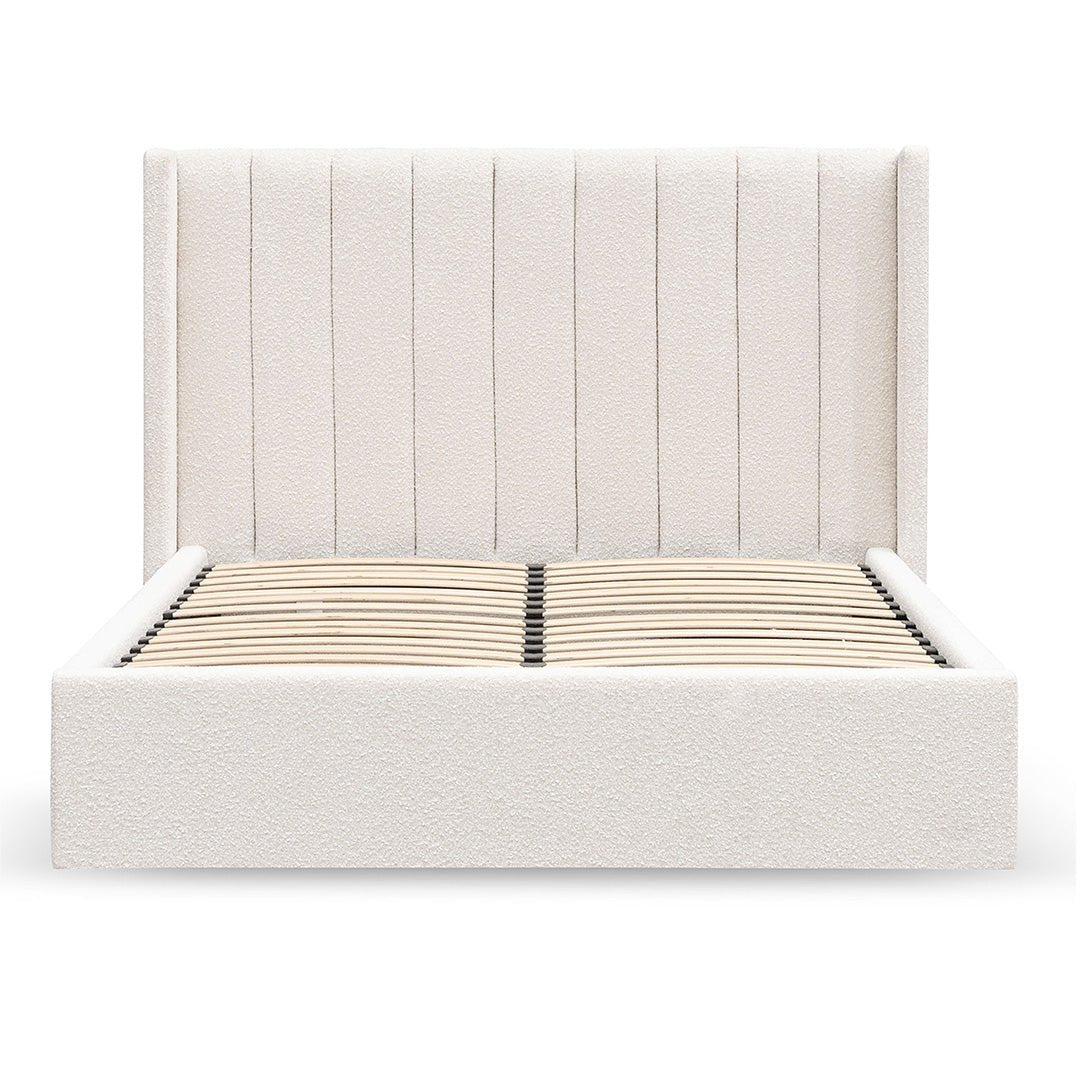Sebastian Wide Base King Sized Bed Frame - Snow Boucle - Beds