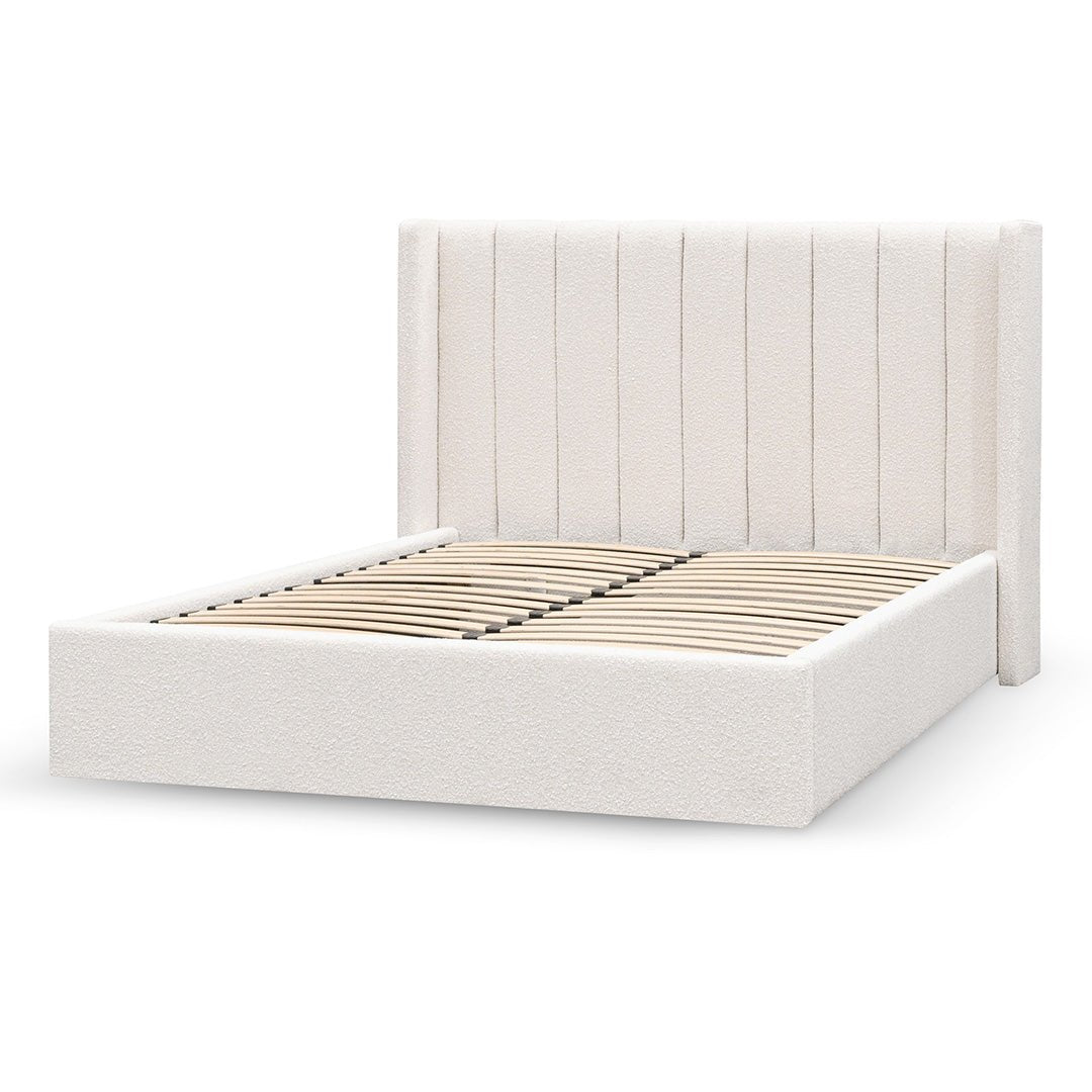 Sebastian Wide Base King Sized Bed Frame - Snow Boucle - Beds