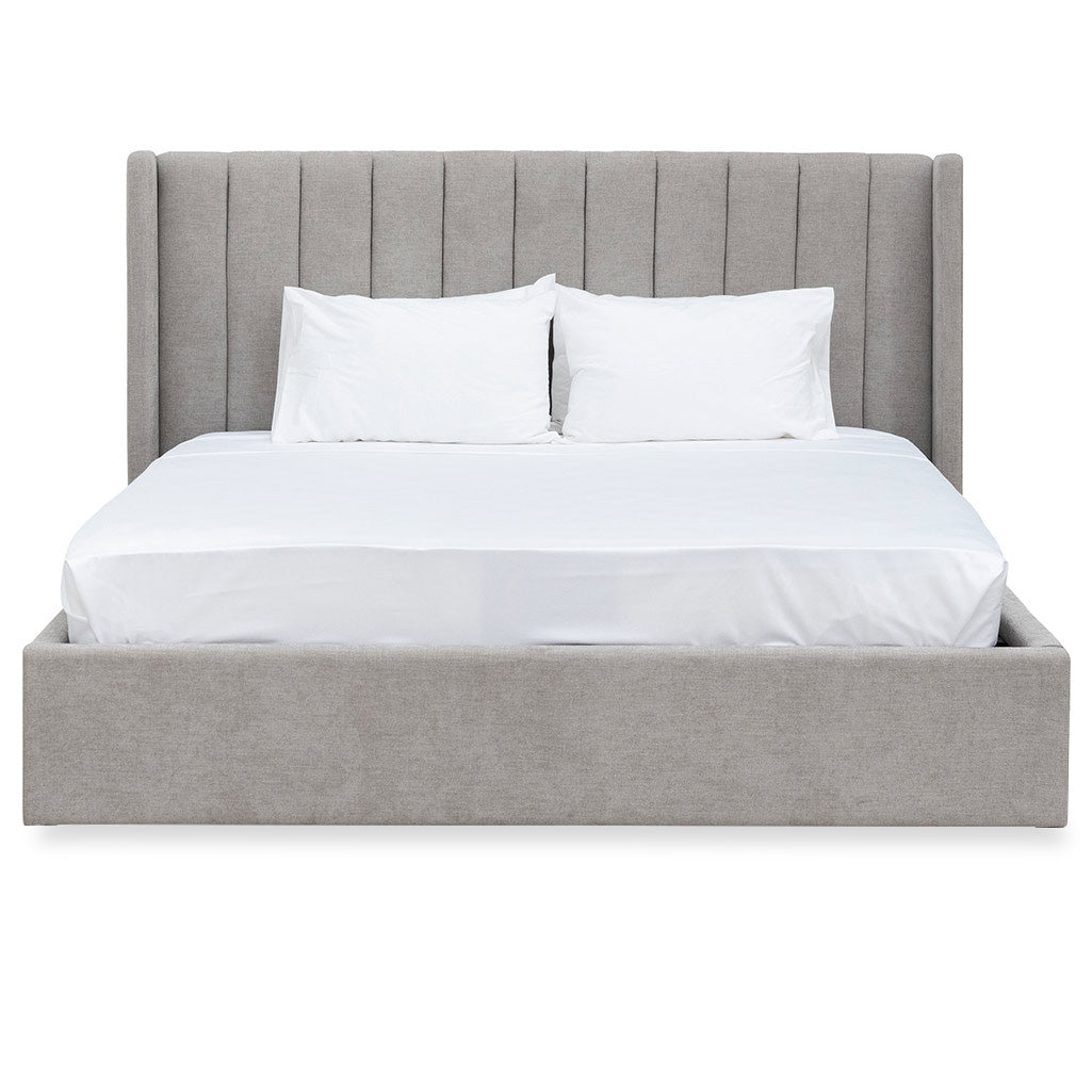 Sebastian Wide Base Queen Bed Frame - Oyster Beige - Beds