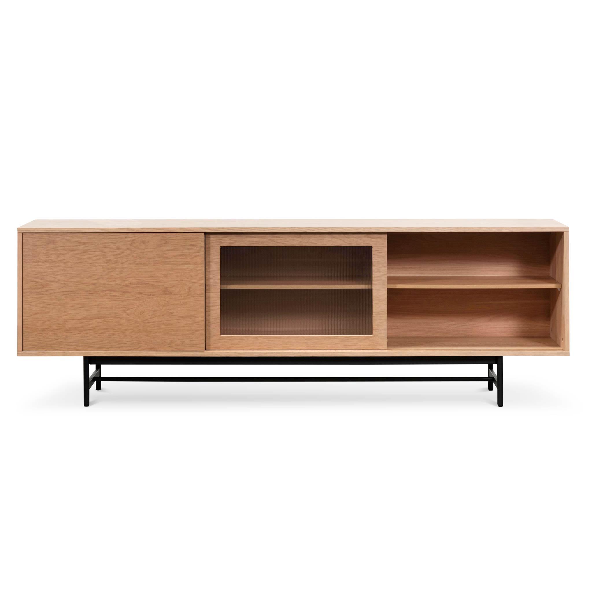 Sebastian Wooden Entertainment TV Unit - Natural with Flute Glass Door - TV Units