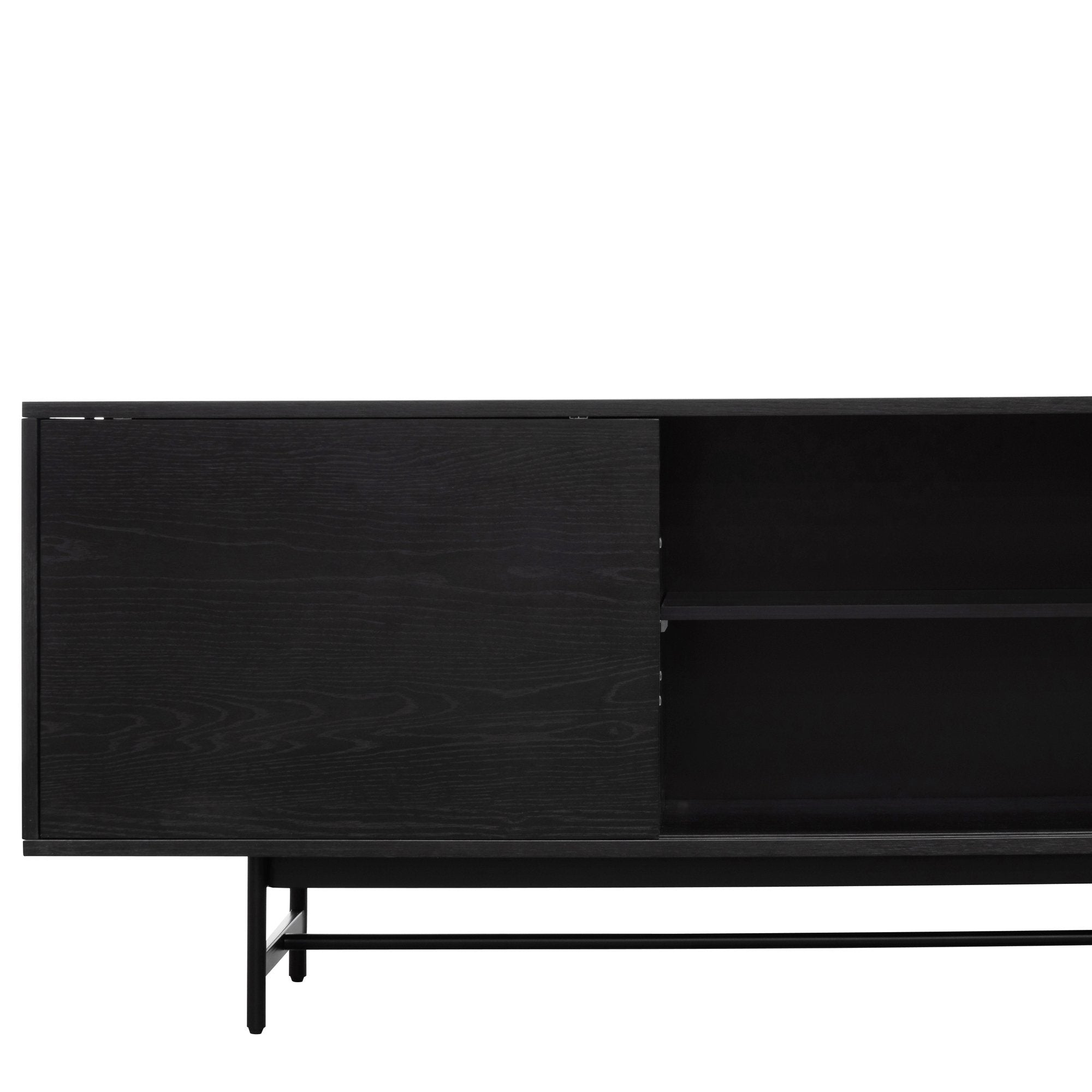 Sebastian Wooden TV Entertainment Unit - Full Black with Flute Glass Door - TV Units