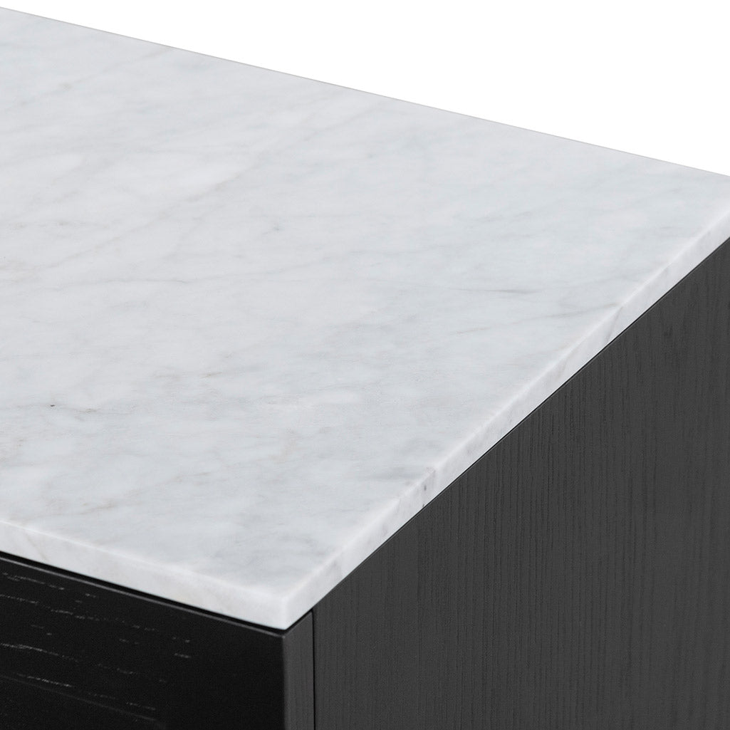 Selena Bedside Table - Black with Marble Top - Bedside Tables