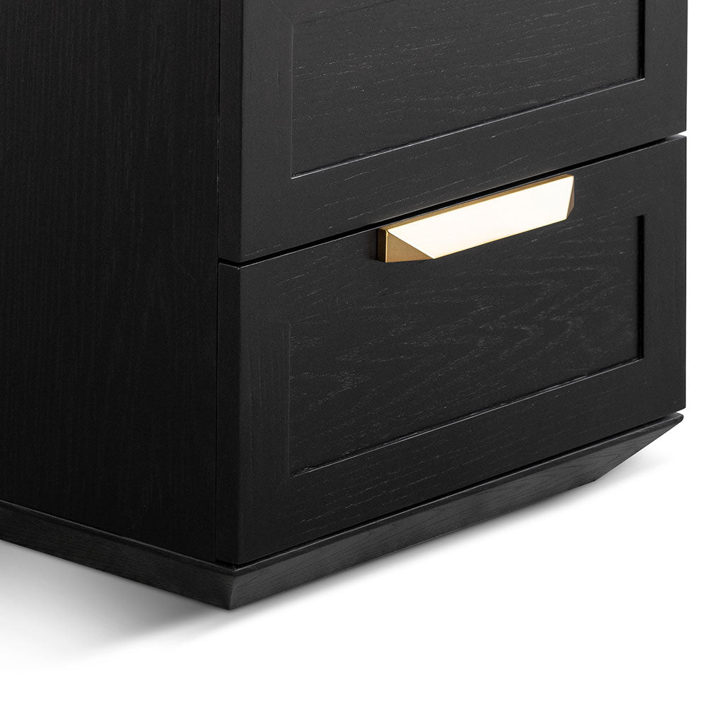Selena Bedside Table - Black with Marble Top - Bedside Tables
