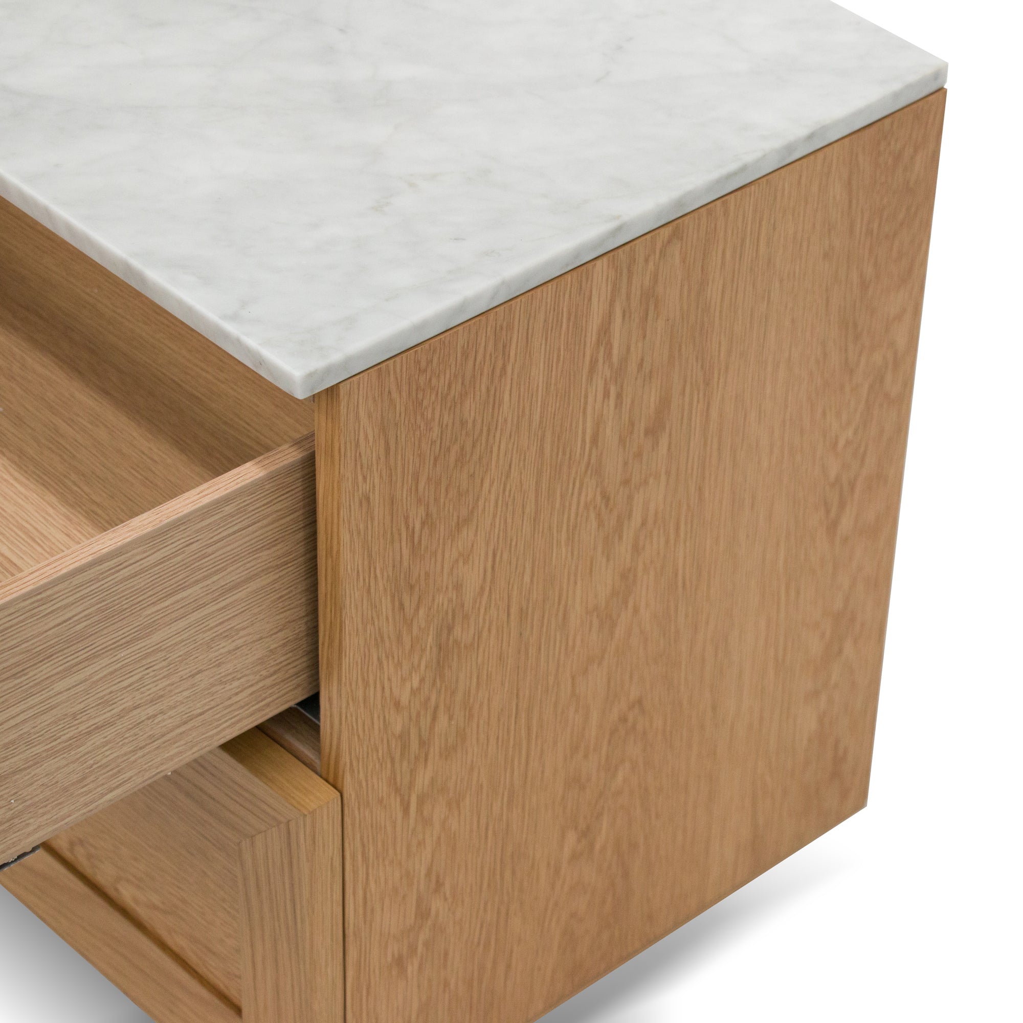 Selena Bedside Table - Natural with Marble Top - Bedside Tables
