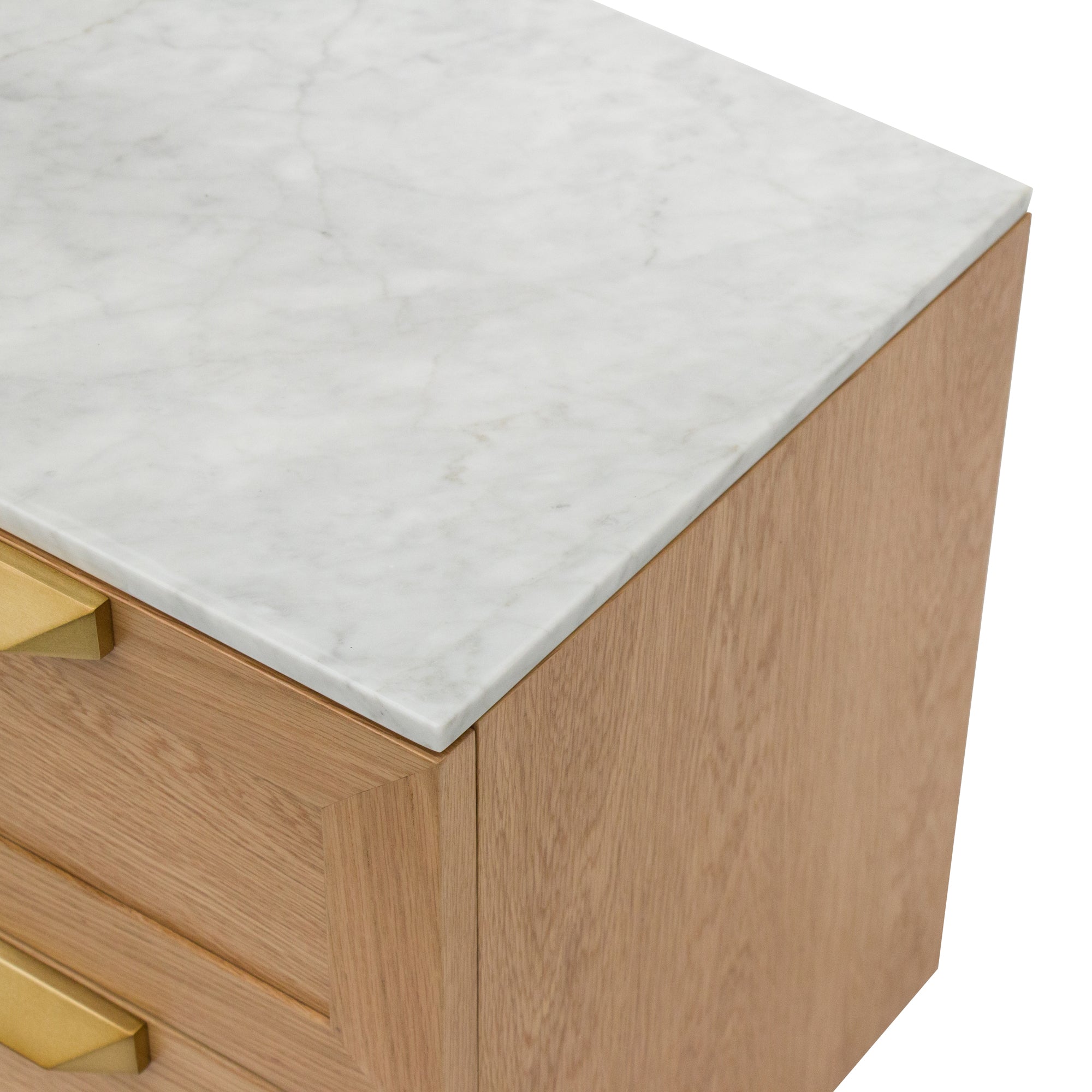 Selena Bedside Table - Natural with Marble Top - Bedside Tables