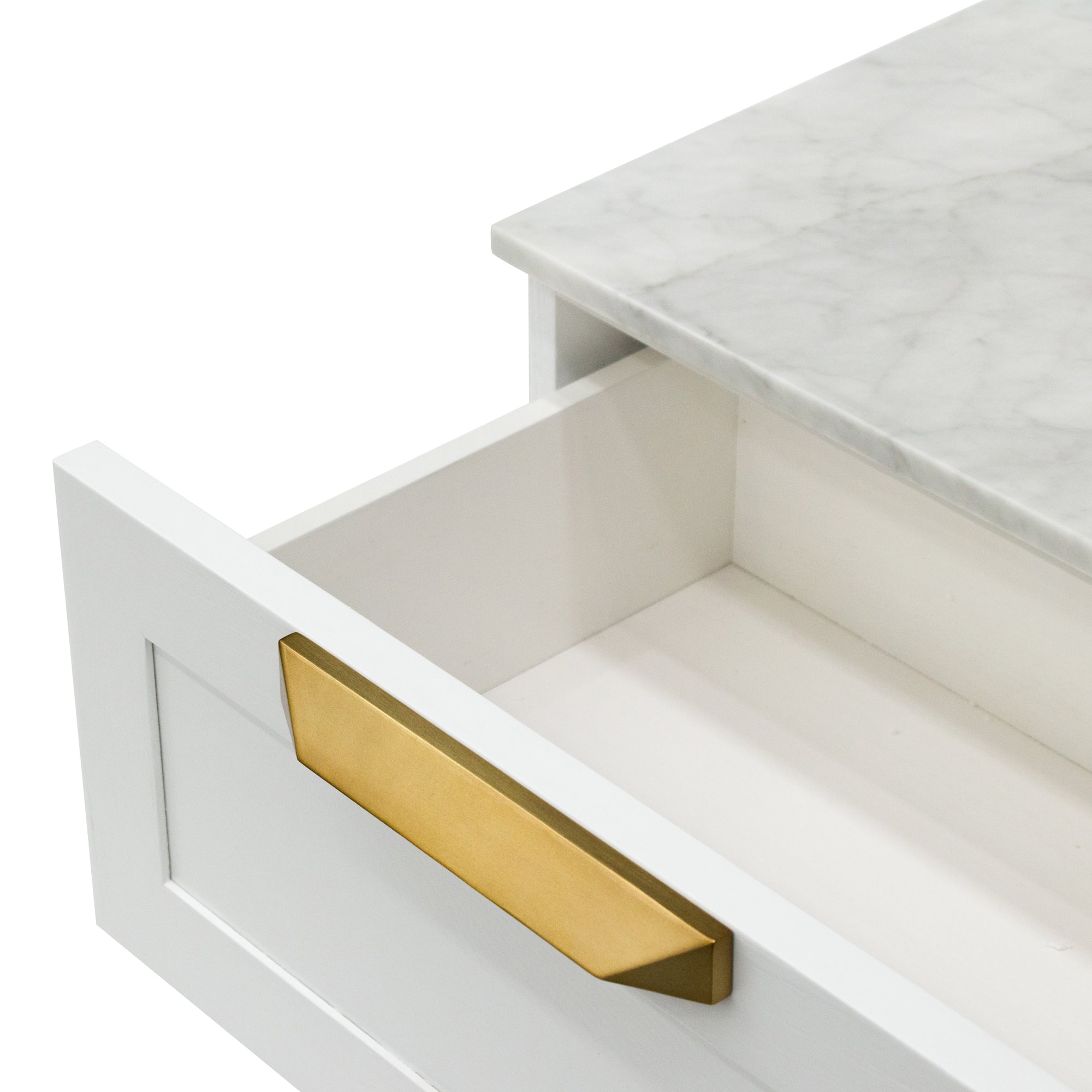 Selena Bedside Table - White with Marble Top - Bedside Tables