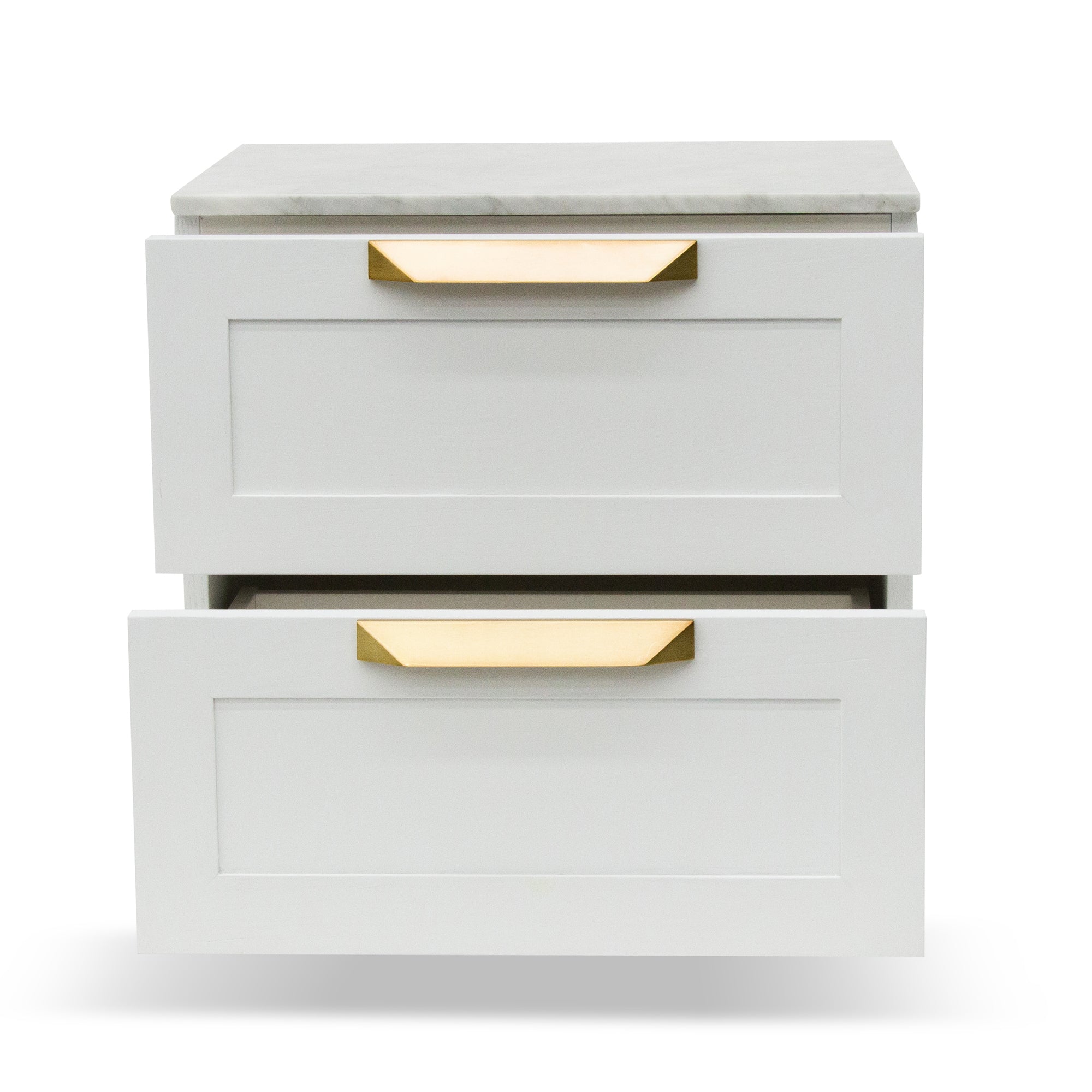 Selena Bedside Table - White with Marble Top - Bedside Tables
