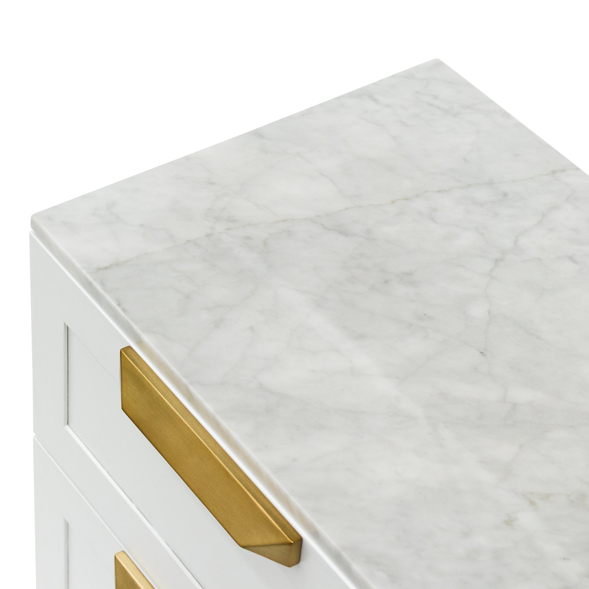 Selena Bedside Table - White with Marble Top - Bedside Tables