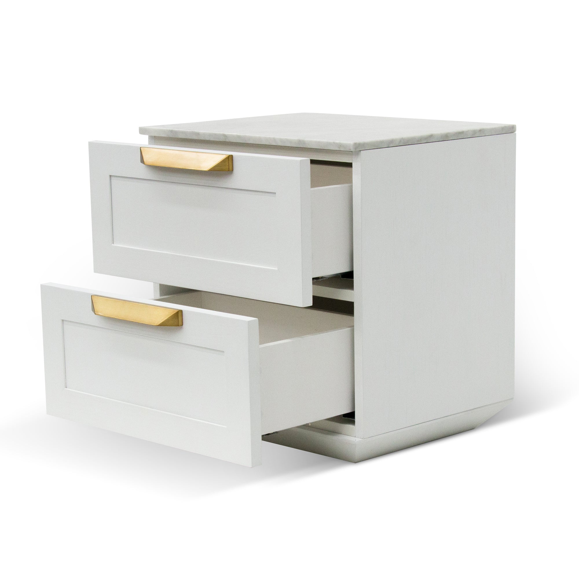 Selena Bedside Table - White with Marble Top - Bedside Tables