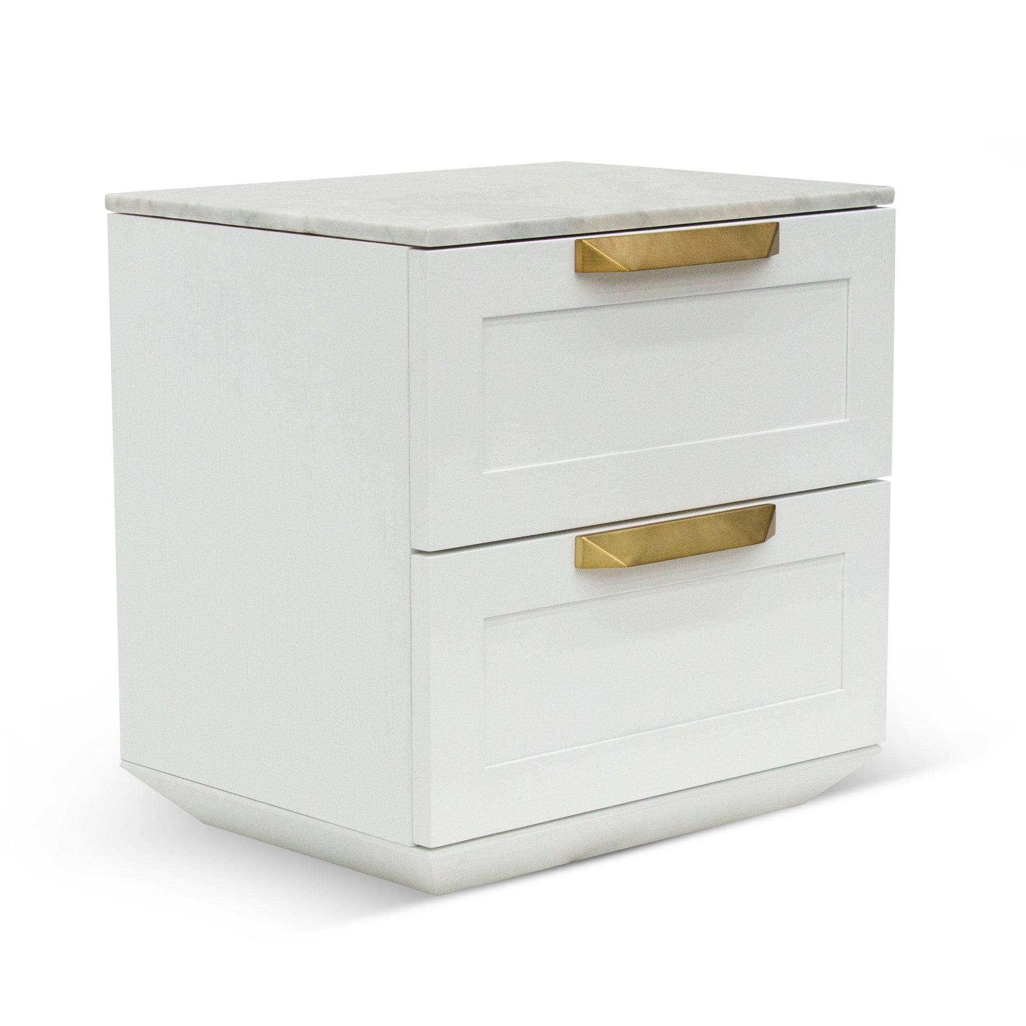 Selena Bedside Table - White with Marble Top - Bedside Tables