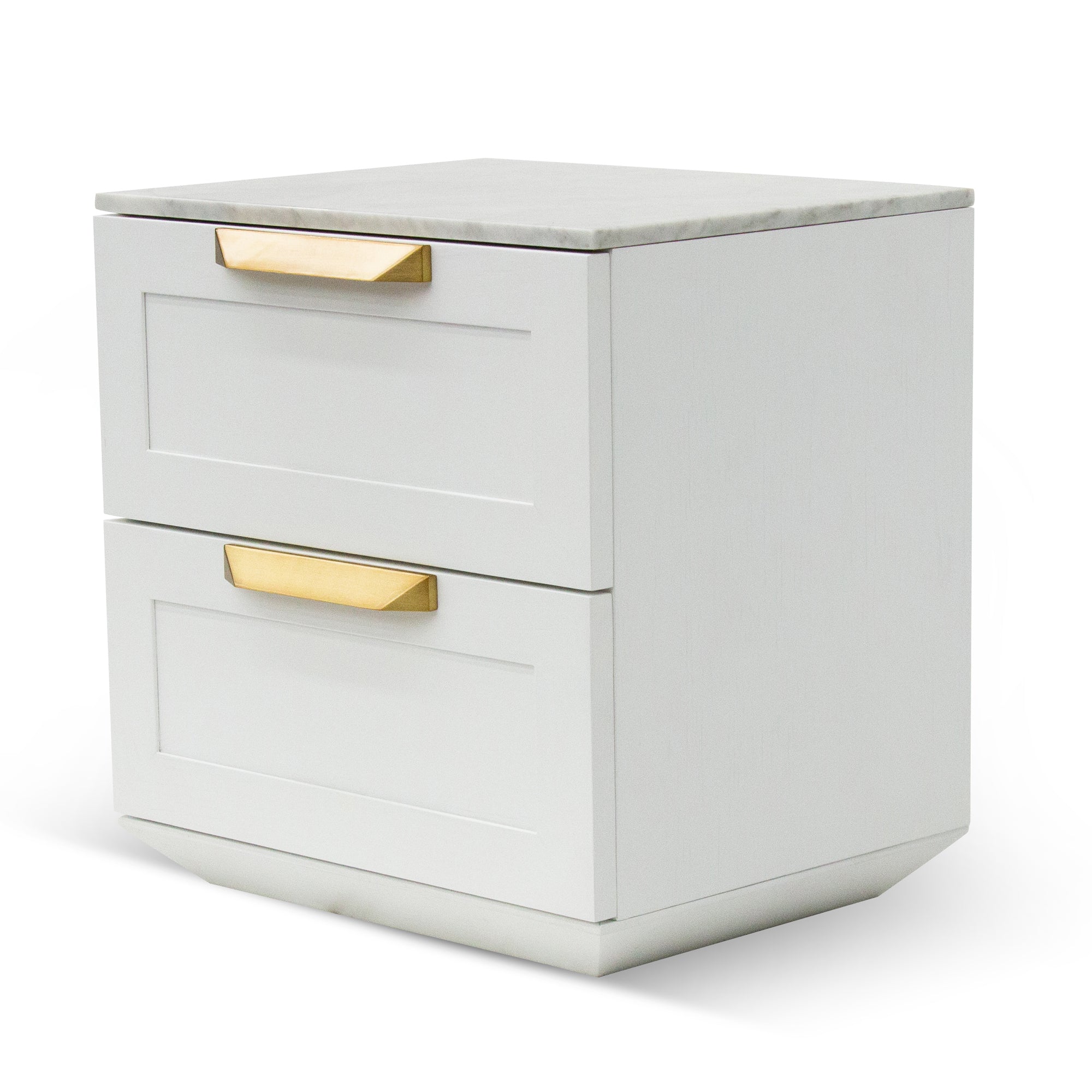 Selena Bedside Table - White with Marble Top - Bedside Tables