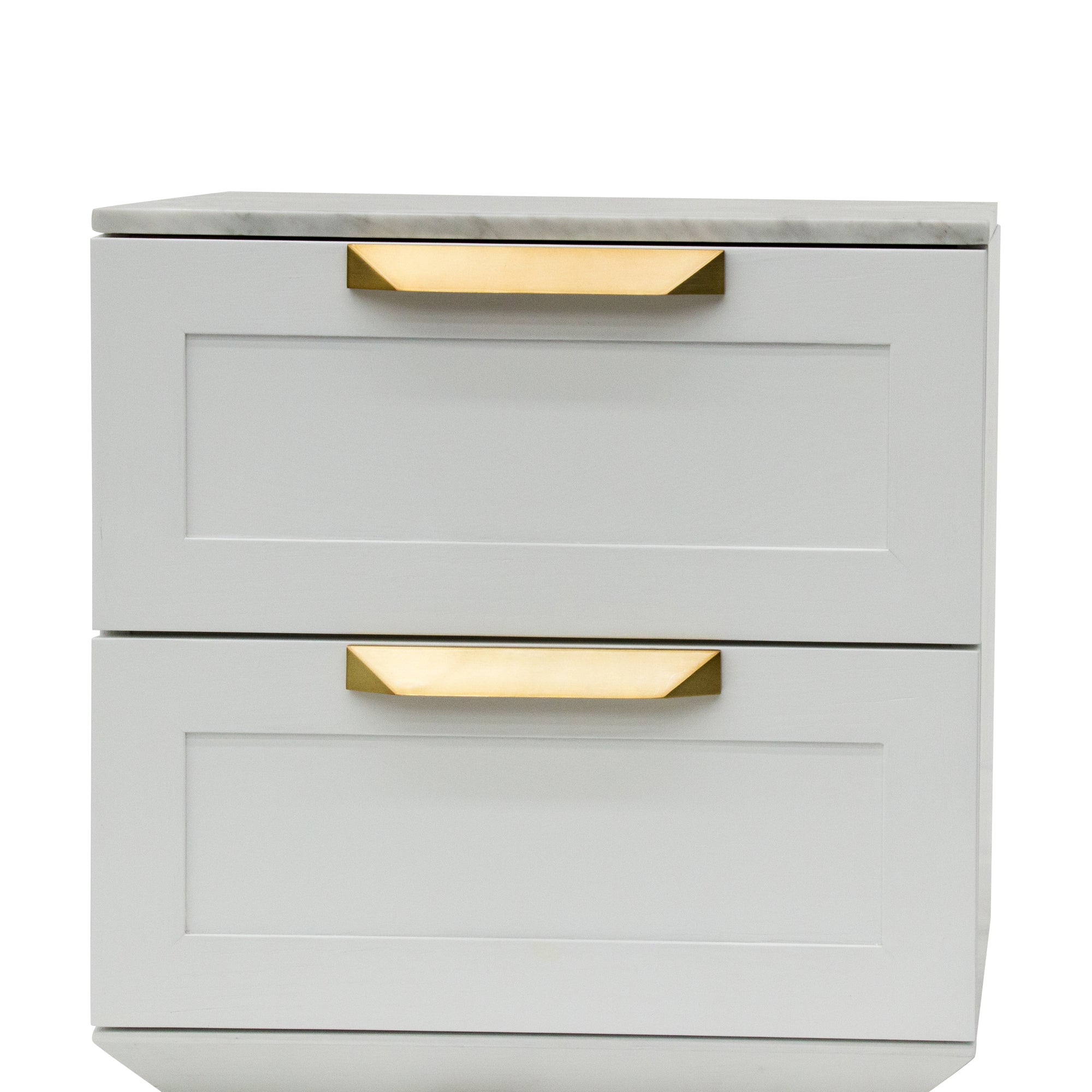 Selena Bedside Table - White with Marble Top - Bedside Tables