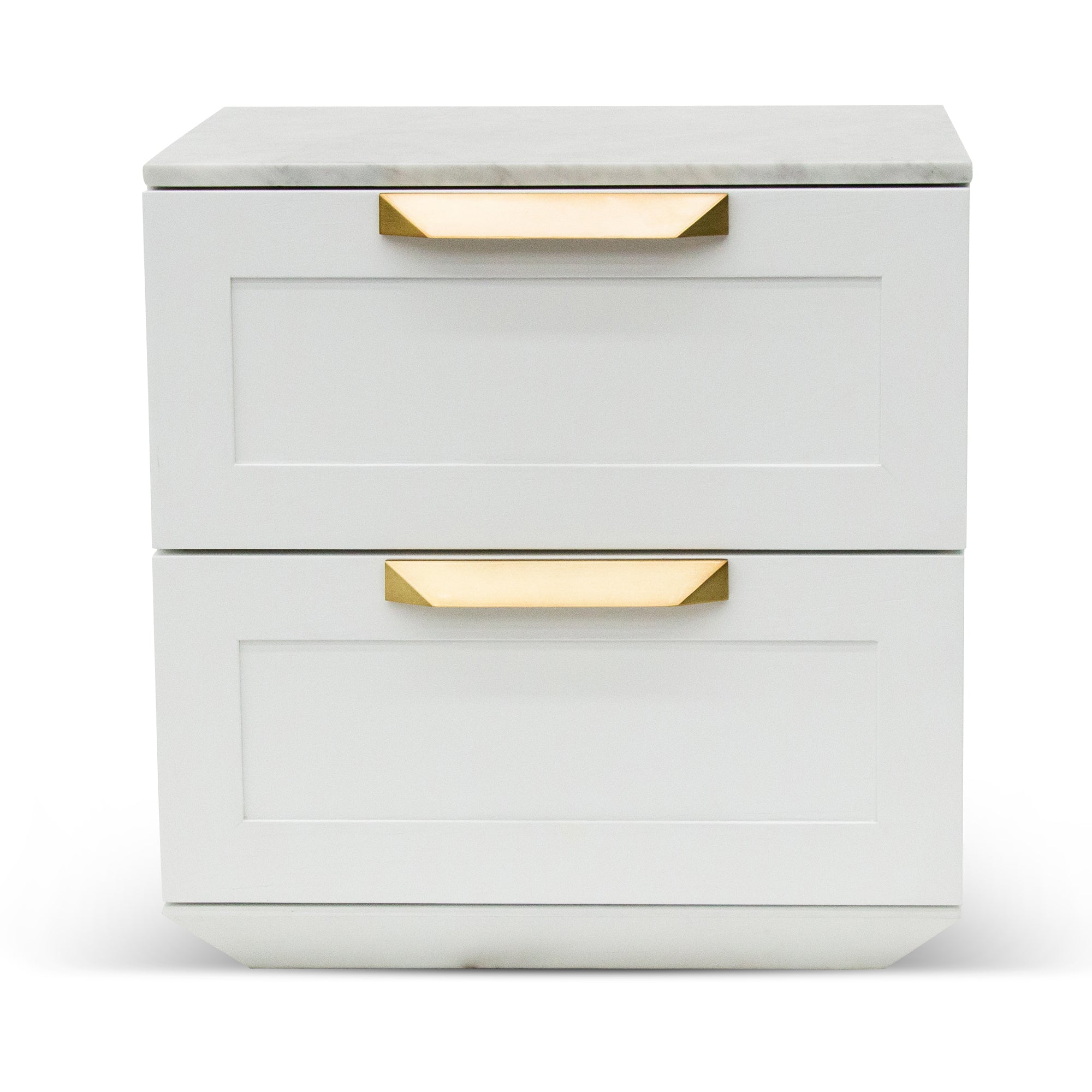 Selena Bedside Table - White with Marble Top - Bedside Tables