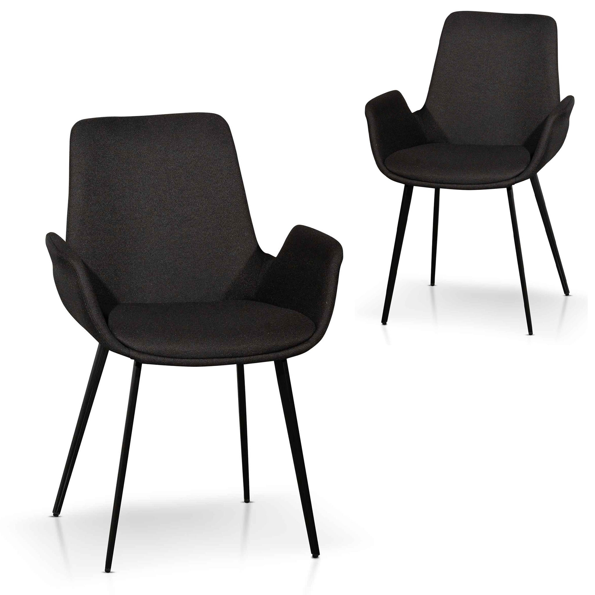 Set of 2 Amelia Fabric Dining Chair - Black - Dining Chairs