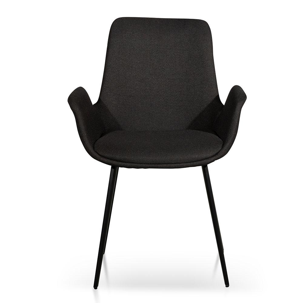 Set of 2 Amelia Fabric Dining Chair - Black - Dining Chairs