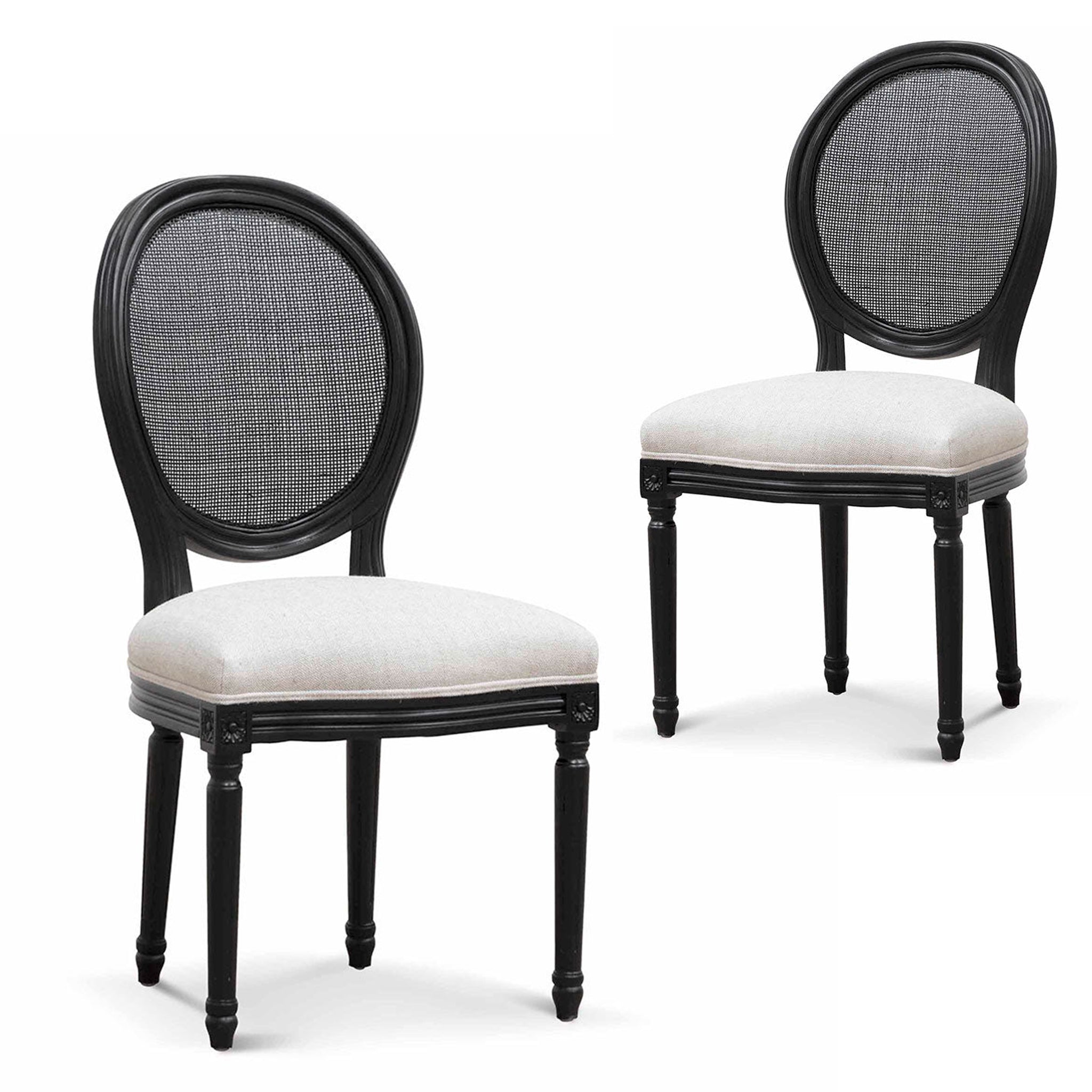 Set of 2 Cavo Fabric Dining Chair - Sand White - Dining Chairs