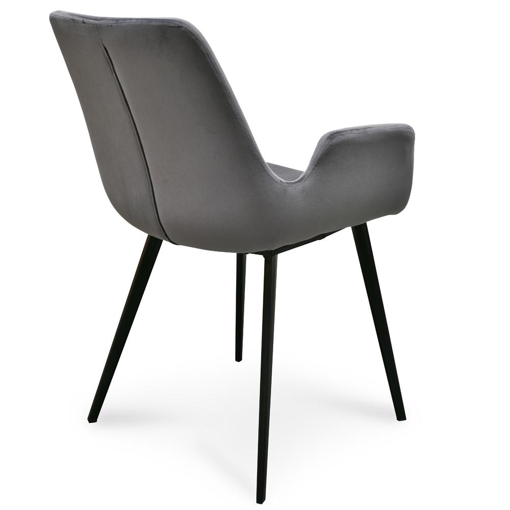 Set of 2 Como Dining Chair - Dark Grey Velvet - Dining Chairs