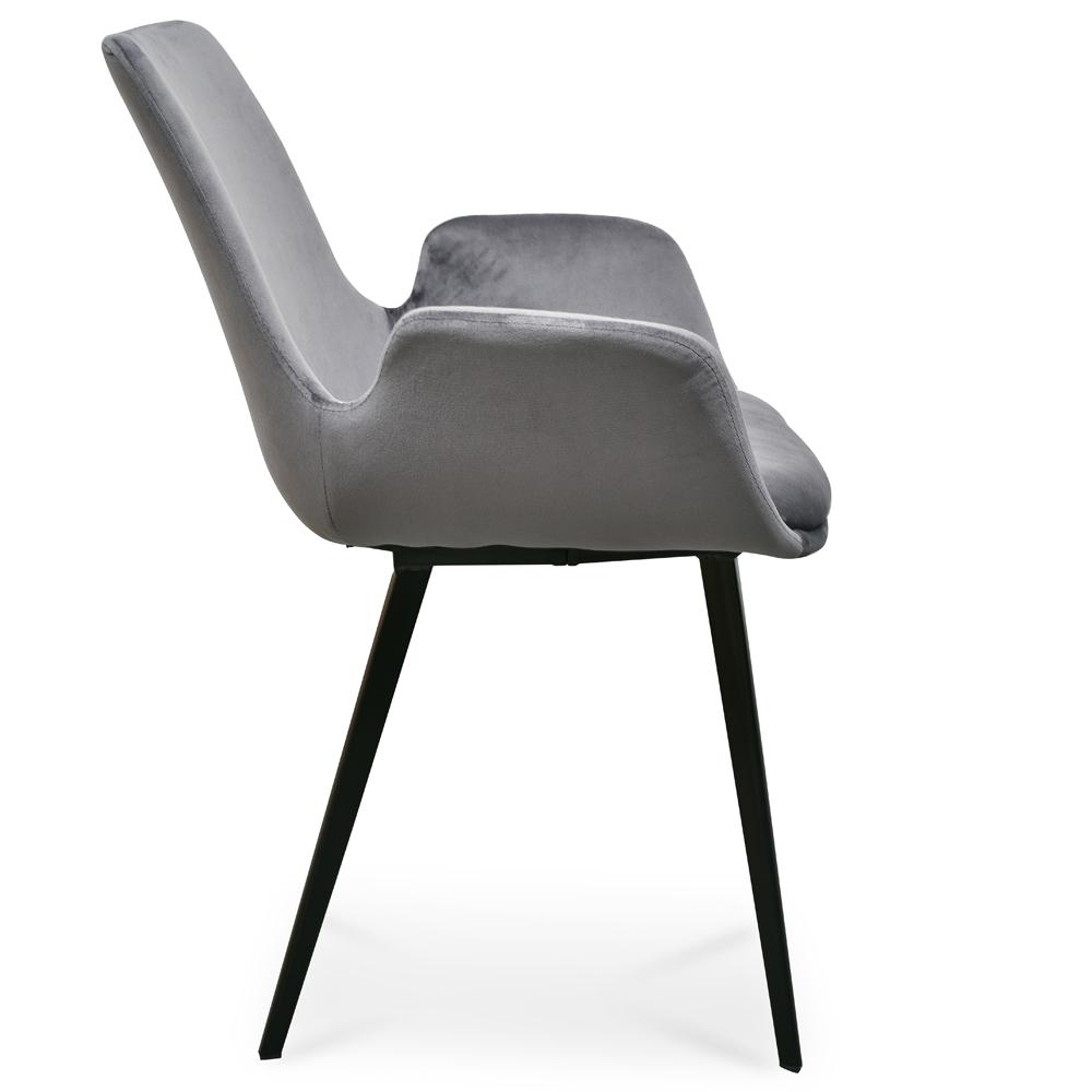 Set of 2 Como Dining Chair - Dark Grey Velvet - Dining Chairs