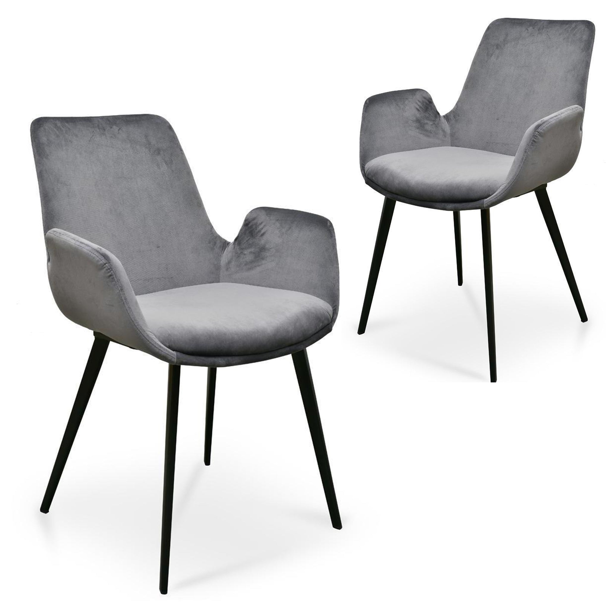 Set of 2 Como Dining Chair - Dark Grey Velvet - Dining Chairs