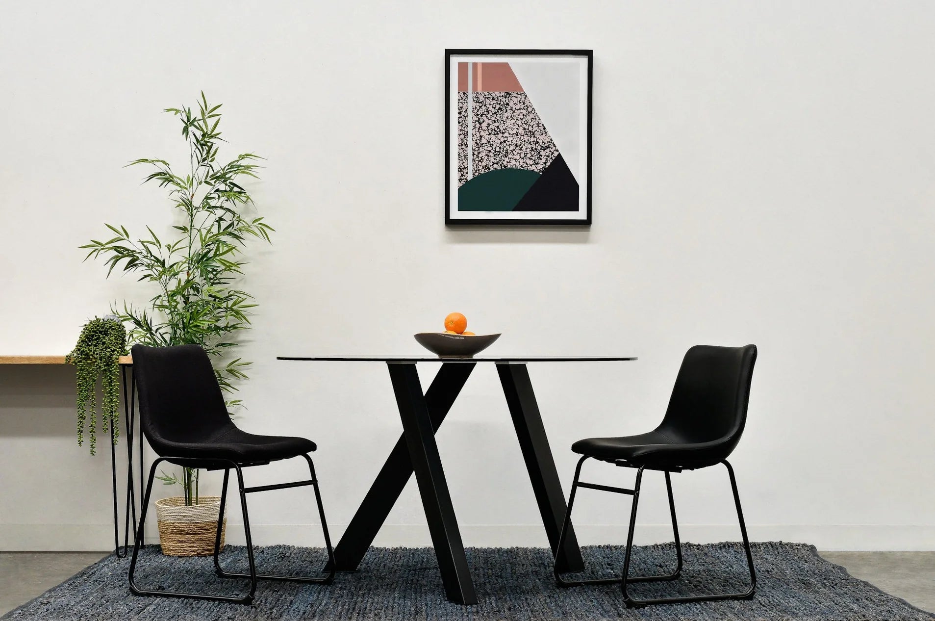 Set of 2 Ethan Dining Chair - Black PU Leather - Dining Chairs