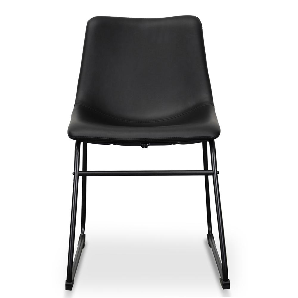 Set of 2 Ethan Dining Chair - Black PU Leather - Dining Chairs