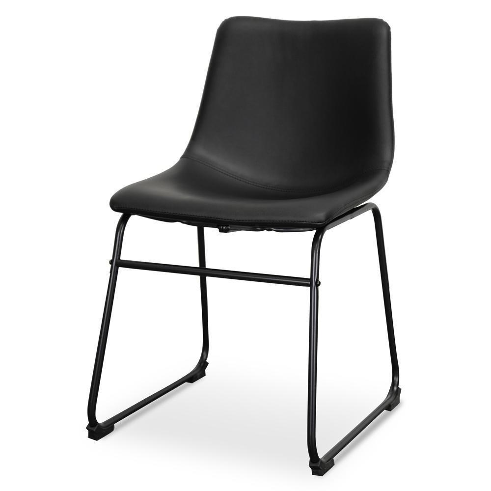 Set of 2 Ethan Dining Chair - Black PU Leather - Dining Chairs