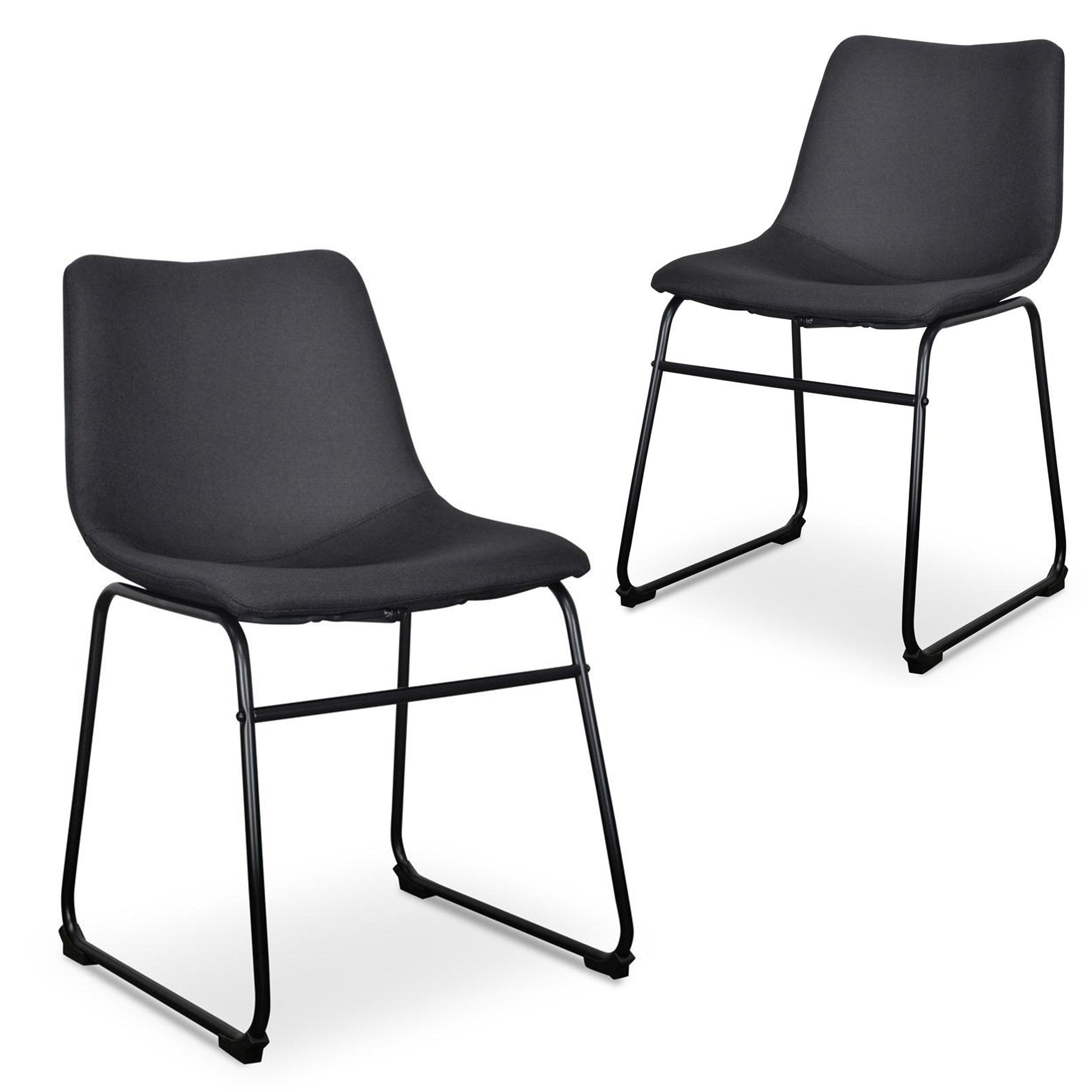 Set of 2 Ethan Fabric Dining Chair - Black - Dining Chairs