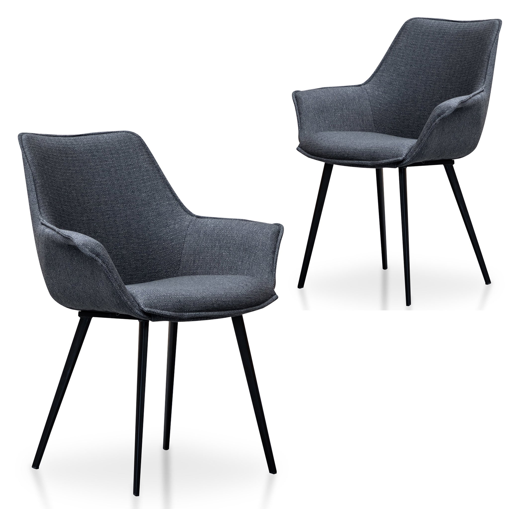 Set of 2 James Fabric Dining Chair - Charcoal Grey - Dining Chairs