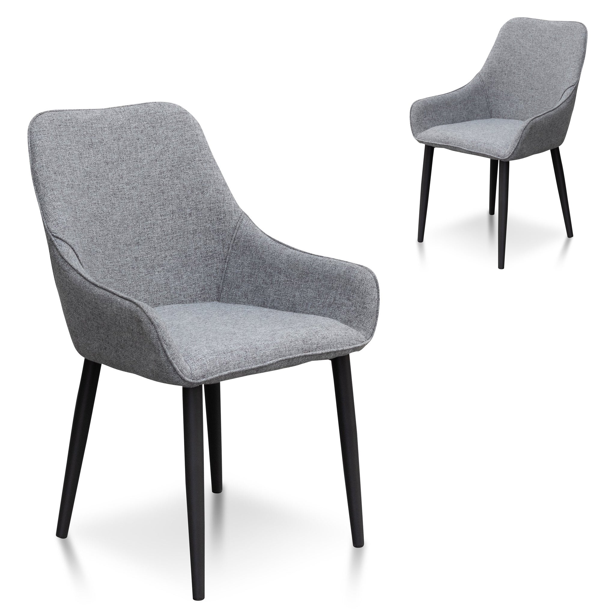 Set of 2 Jasmin Fabric Dining Chair - Pebble Grey - Dining Chairs
