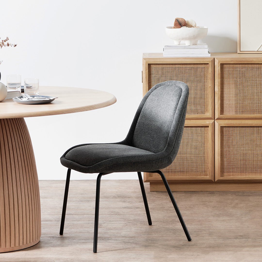 Set of 2 Jason Fabric Dining Chair - Charcoal Grey - Dining Chairs