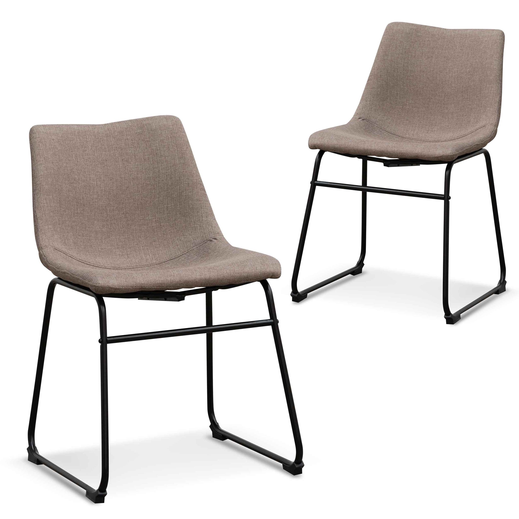 Set of 2 Liam Fabric Dining Chair - Brown Grey - Dining Chairs