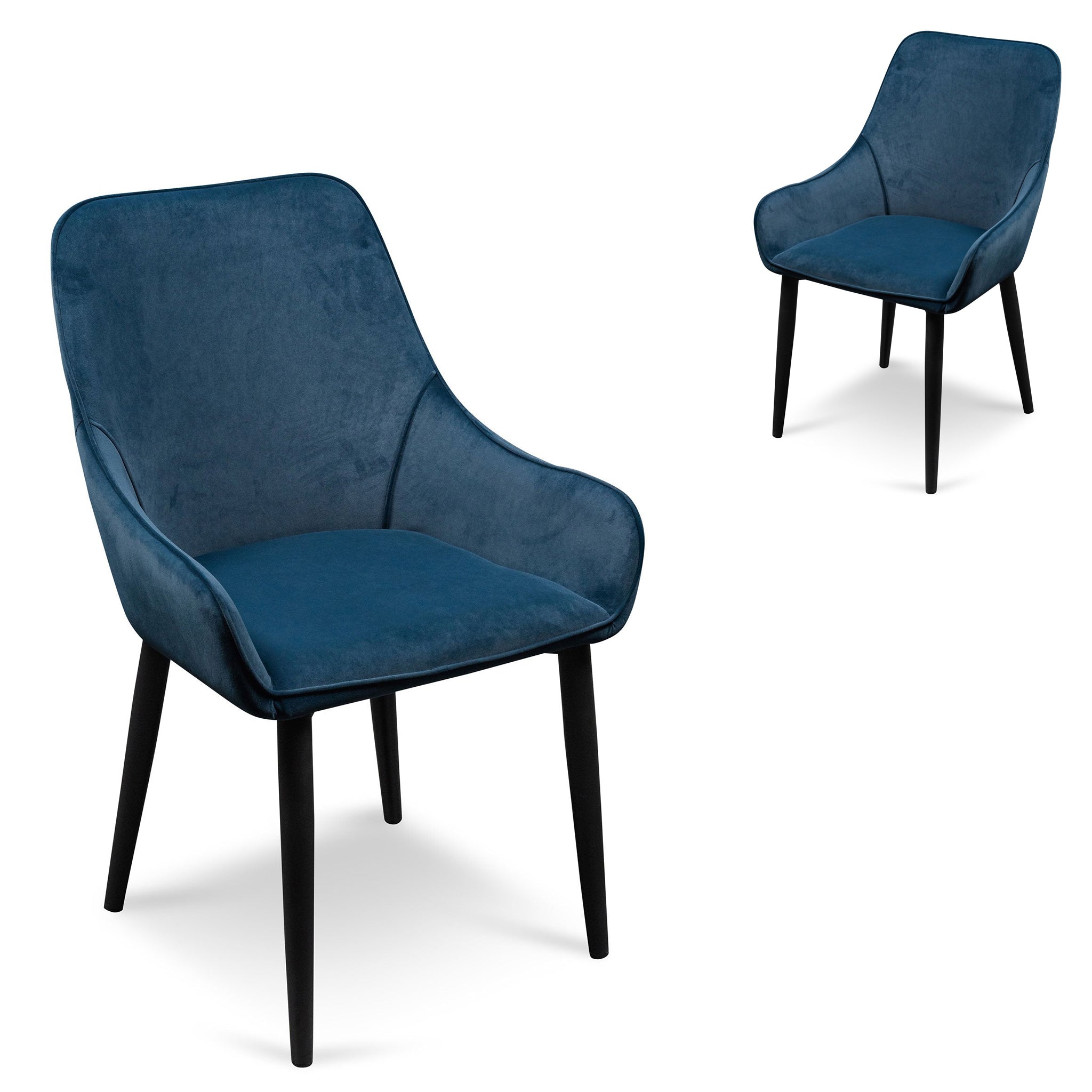 Set of 2 Lina Dining Chair - Navy Blue Velvet - Dining Chairs