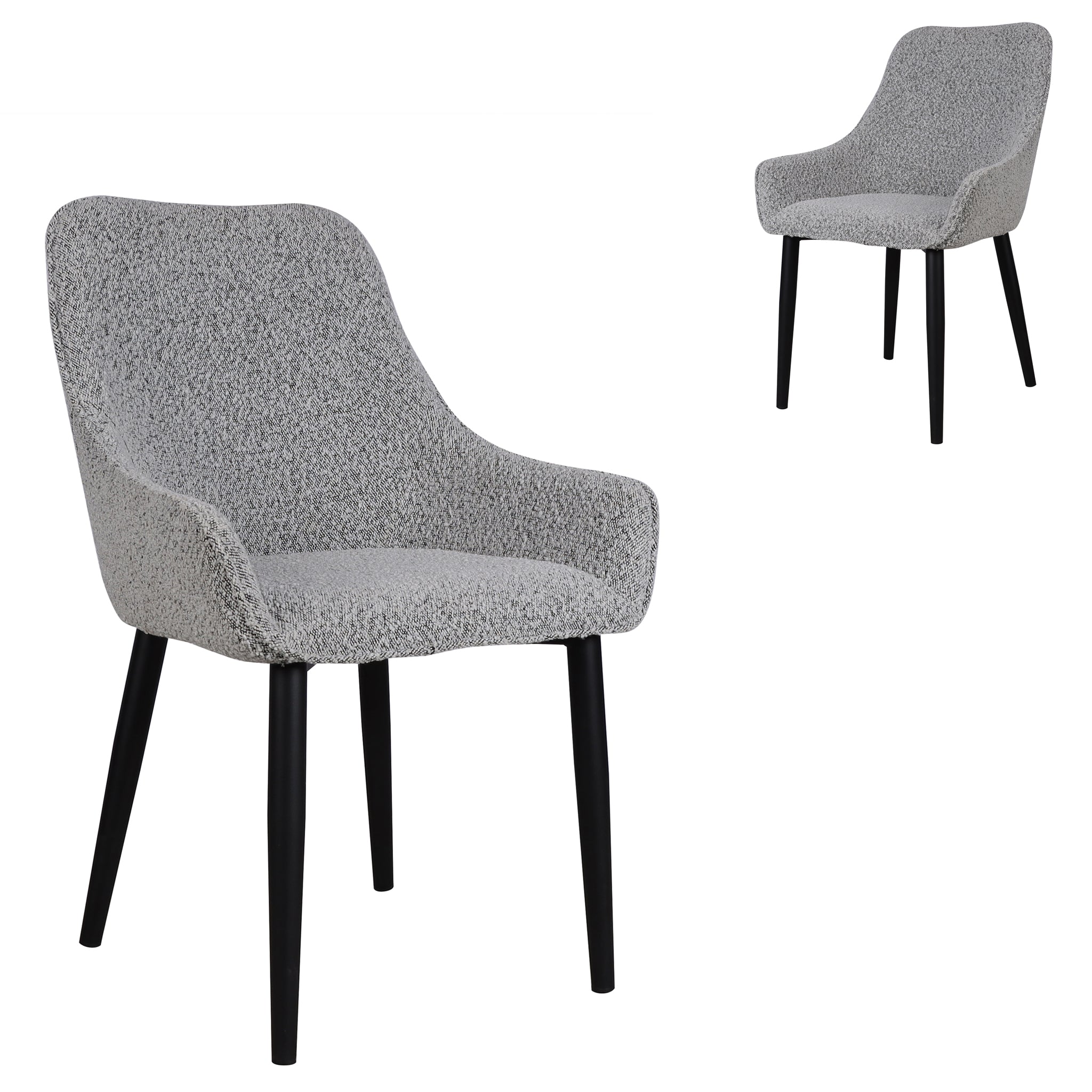 Set of 2 Mercotte Dining Chair - Pepper Boucle - Dining Chairs