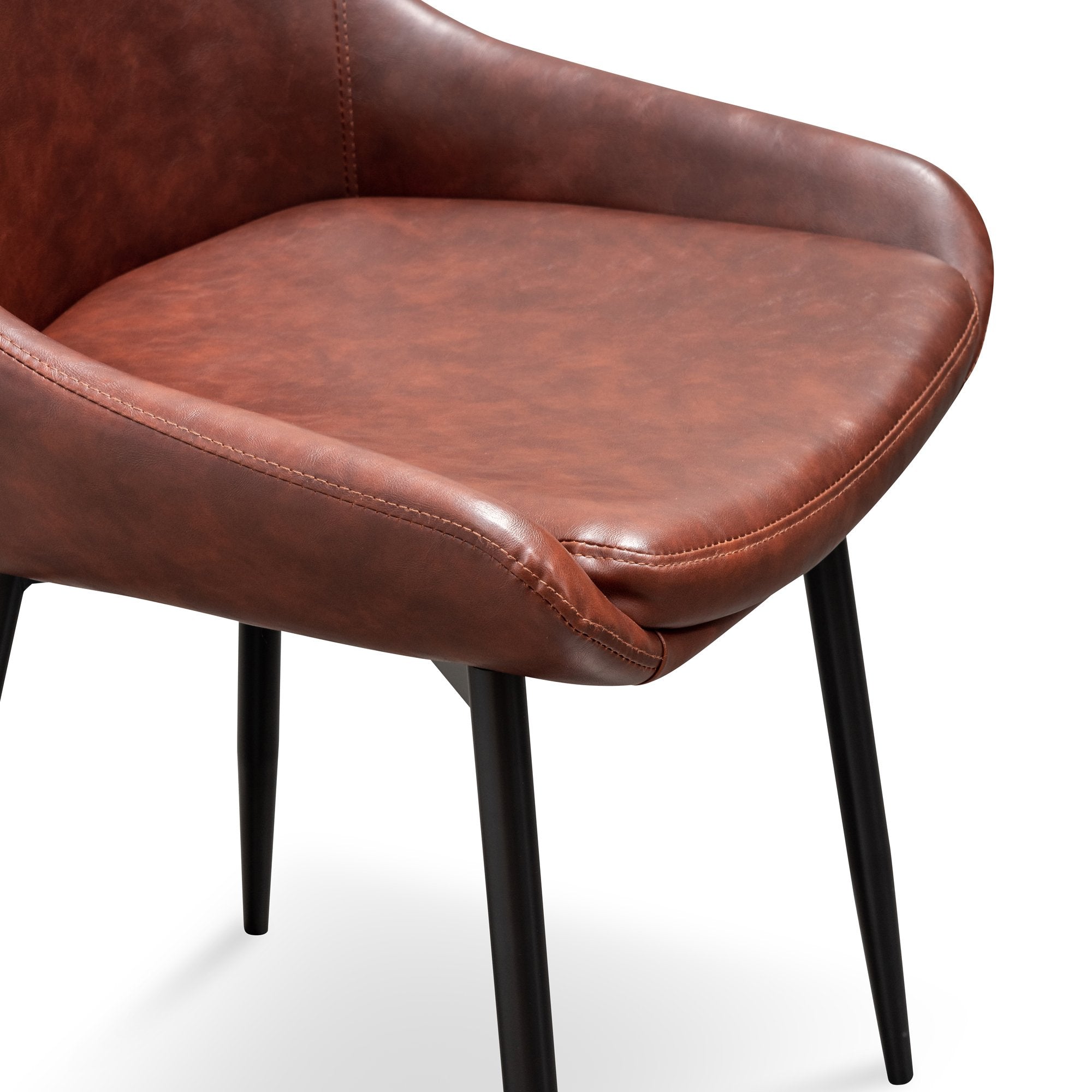 Set of 2 Millie Dining Chair - Cinnamon Brown PU Leather - Dining Chairs