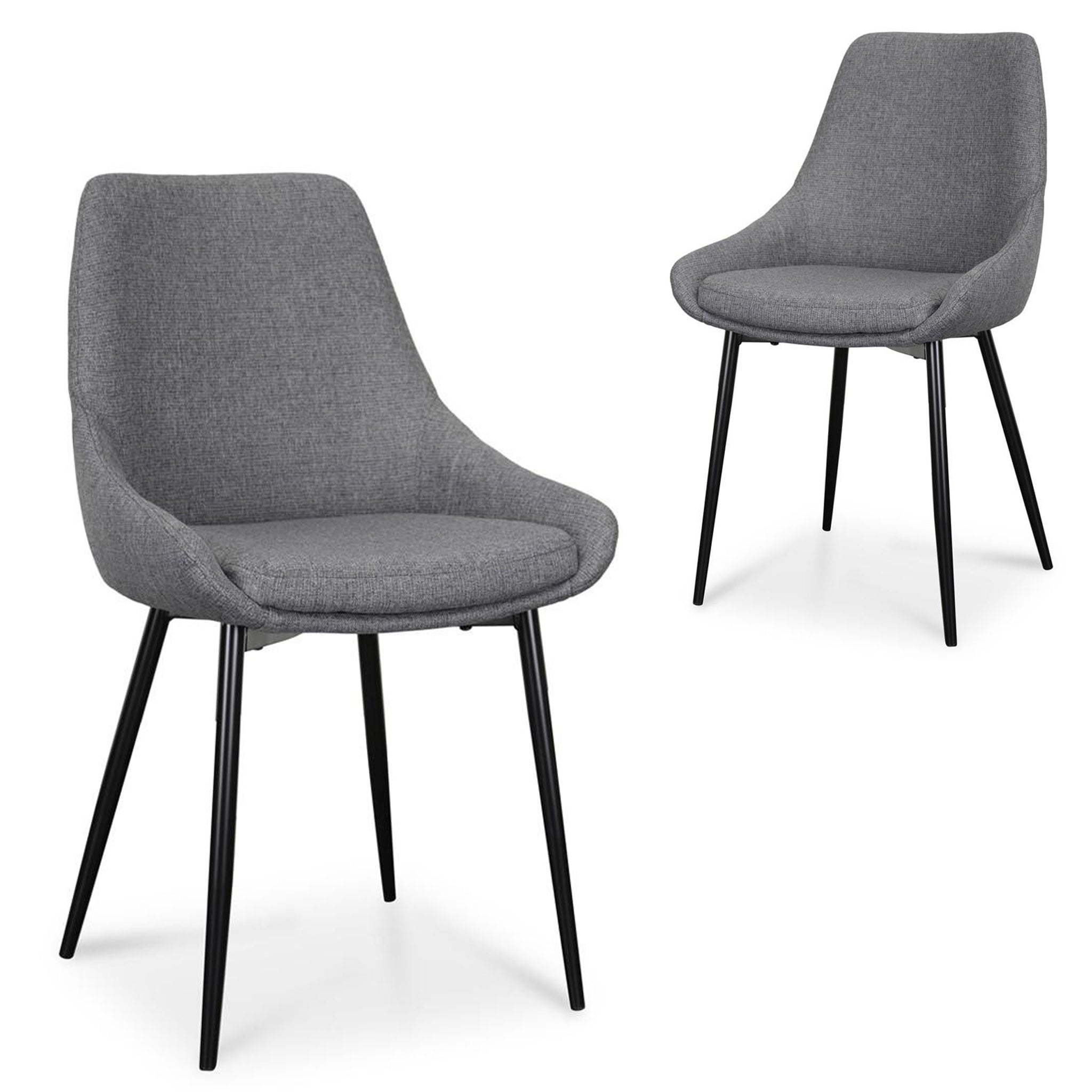 Set of 2 Millie Fabric Dining Chair - Dark Grey - Dining Chairs