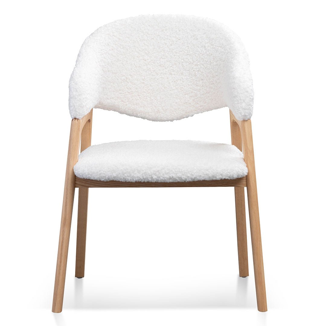 Set of 2 Owen Dining Chair - White Synthetic Wool - Dining Chairs