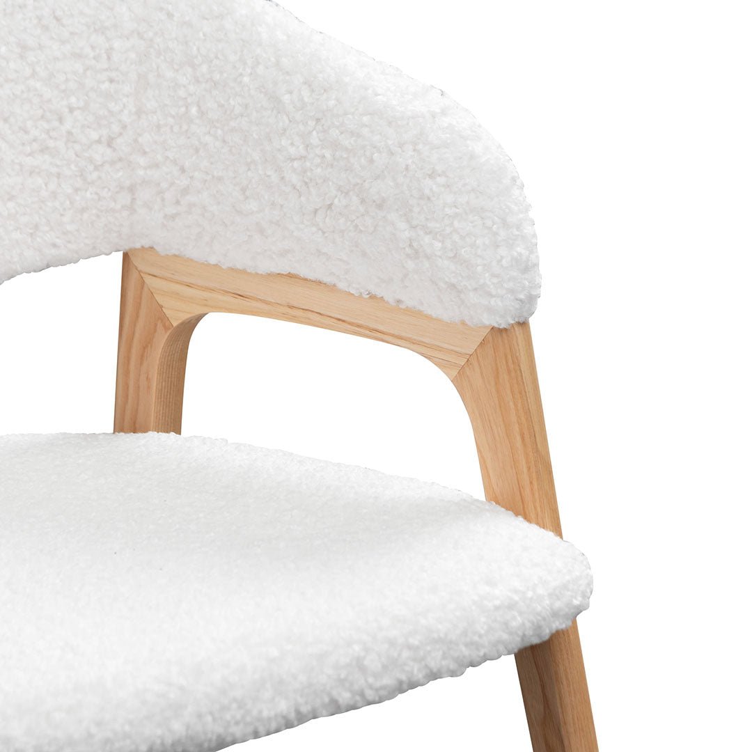 Set of 2 Owen Dining Chair - White Synthetic Wool - Dining Chairs