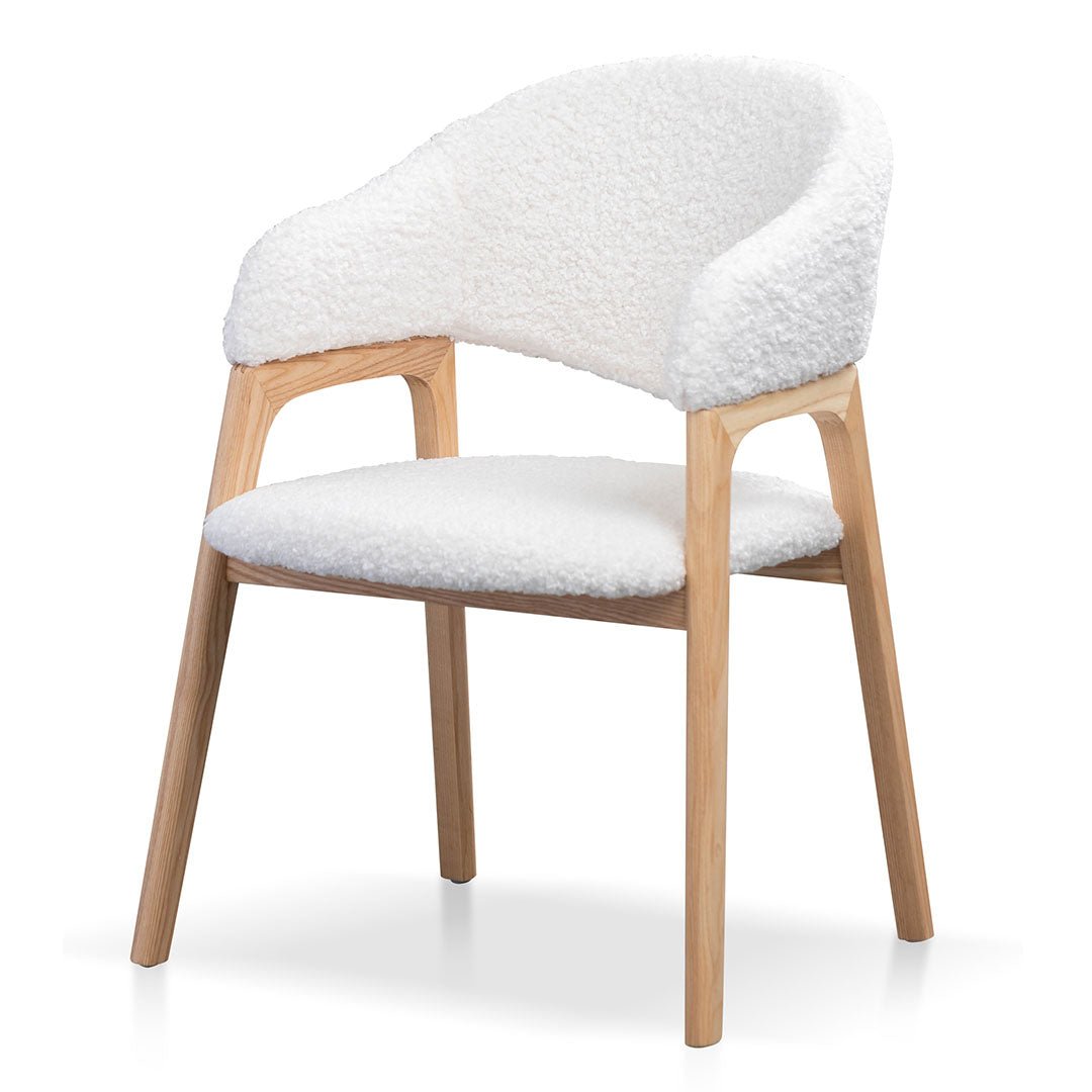 Set of 2 Owen Dining Chair - White Synthetic Wool - Dining Chairs