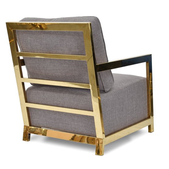 Simon Golden Frame Lounge Chair - Grey - Armchairs