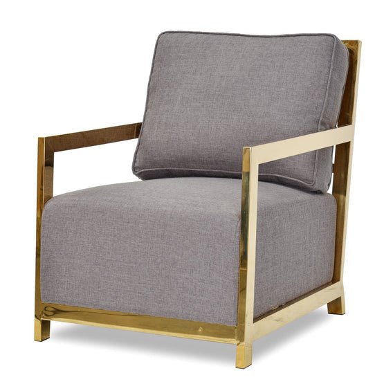 Simon Golden Frame Lounge Chair - Grey - Armchairs