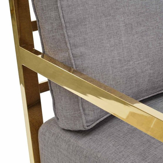 Simon Golden Frame Lounge Chair - Grey - Armchairs