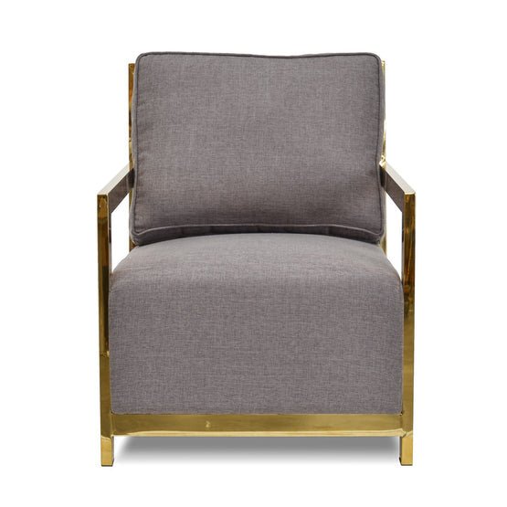 Simon Golden Frame Lounge Chair - Grey - Armchairs