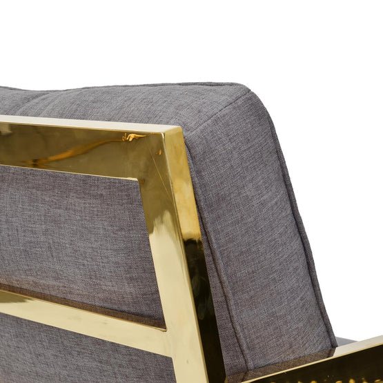 Simon Golden Frame Lounge Chair - Grey - Armchairs