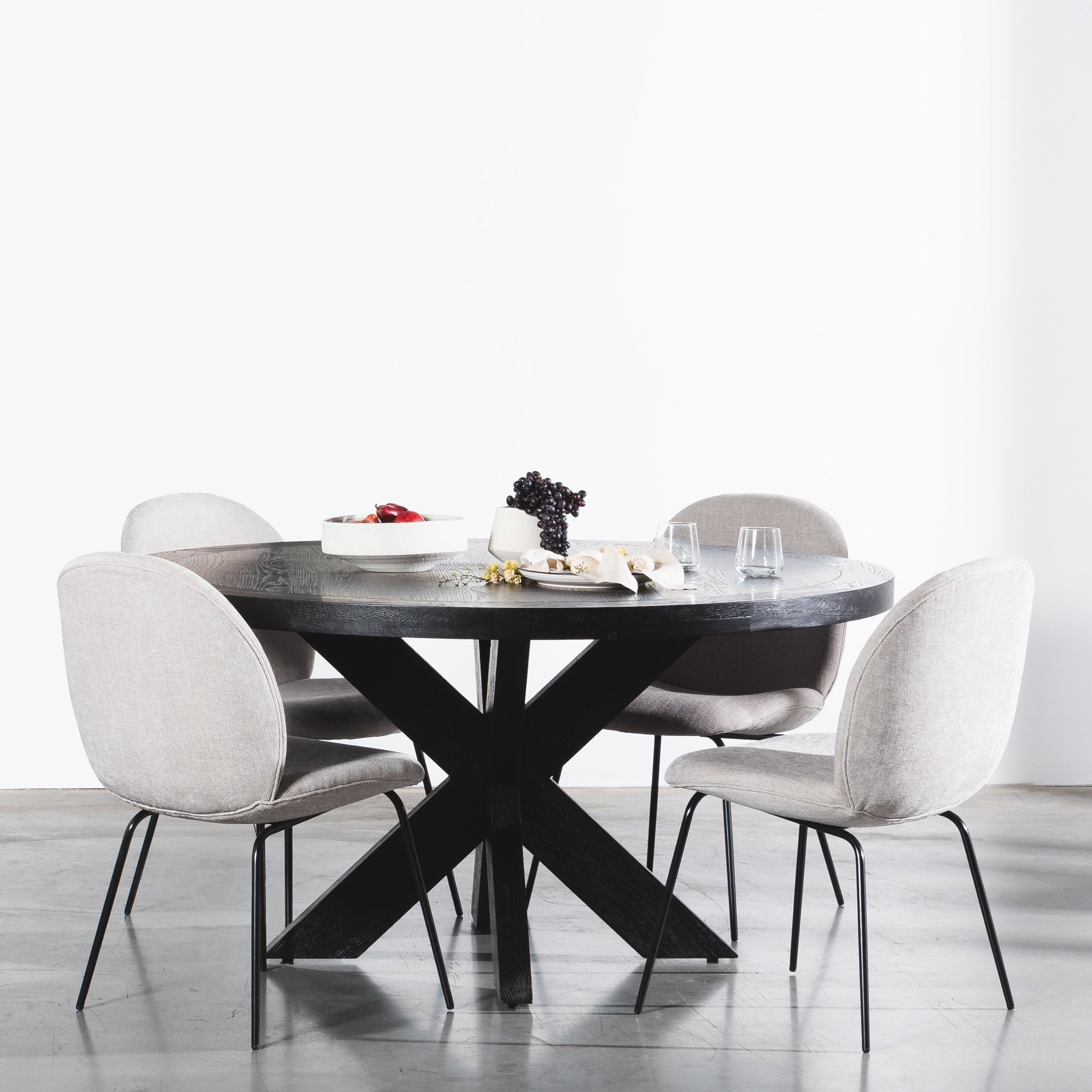 Simon1.5m Round Wooden Dining Table - Full Black - Dining Tables
