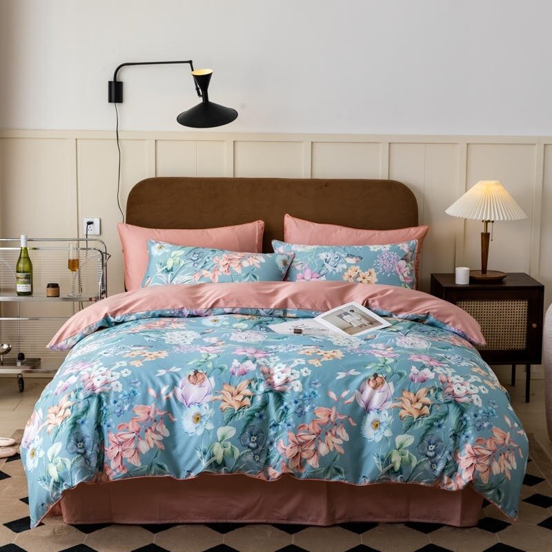 Sky Floral Duvet Cover Set (Egyptian Cotton) - Duvet Covers