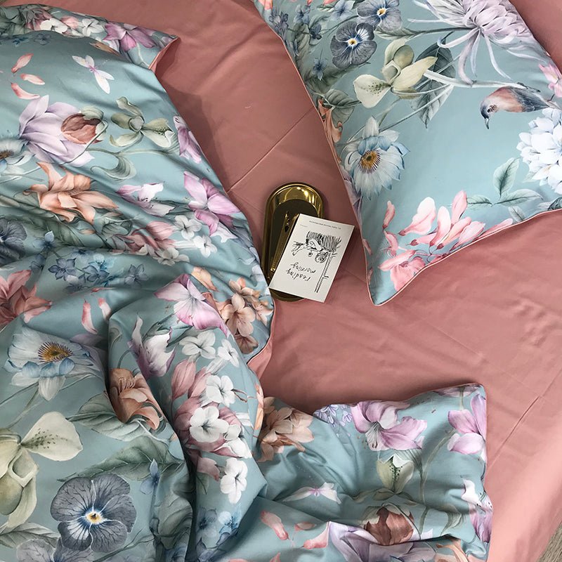 Sky Floral Duvet Cover Set (Egyptian Cotton) - Duvet Covers
