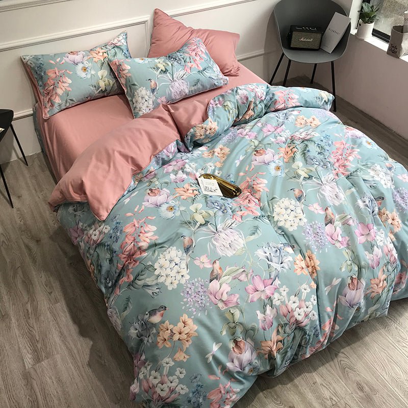 Sky Floral Duvet Cover Set (Egyptian Cotton) - Duvet Covers